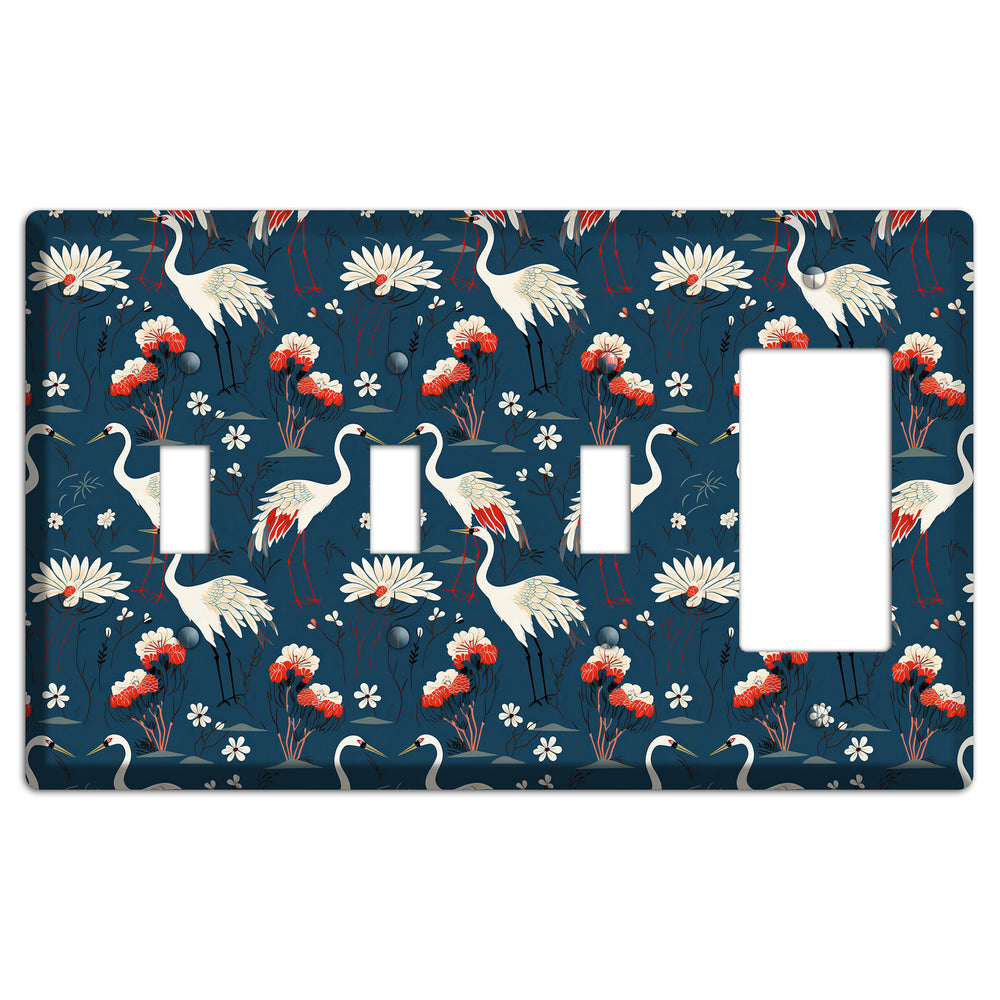 Sapphire Crane Meadow 3 Toggle / Rocker Wallplate