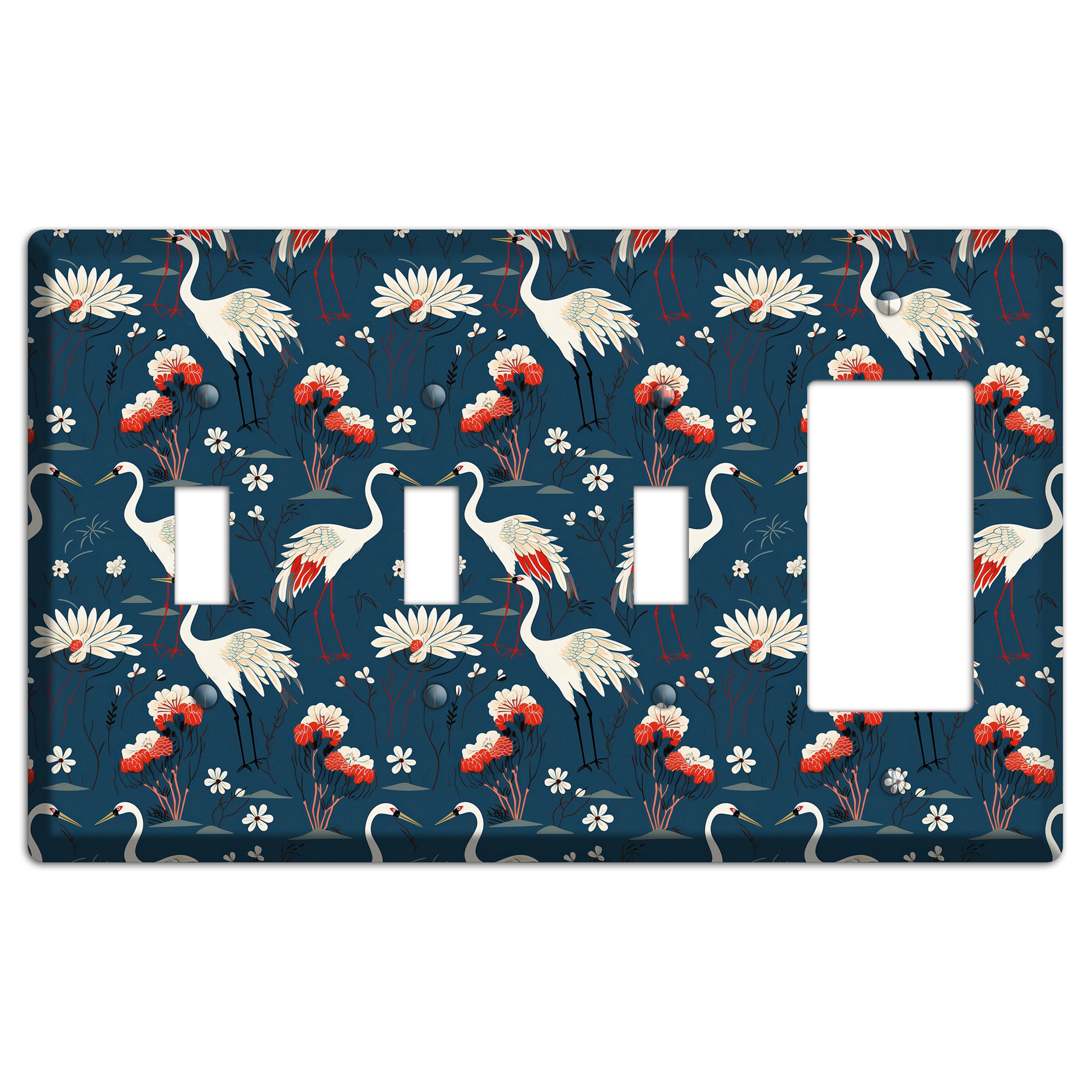Sapphire Crane Meadow 3 Toggle / Rocker Wallplate