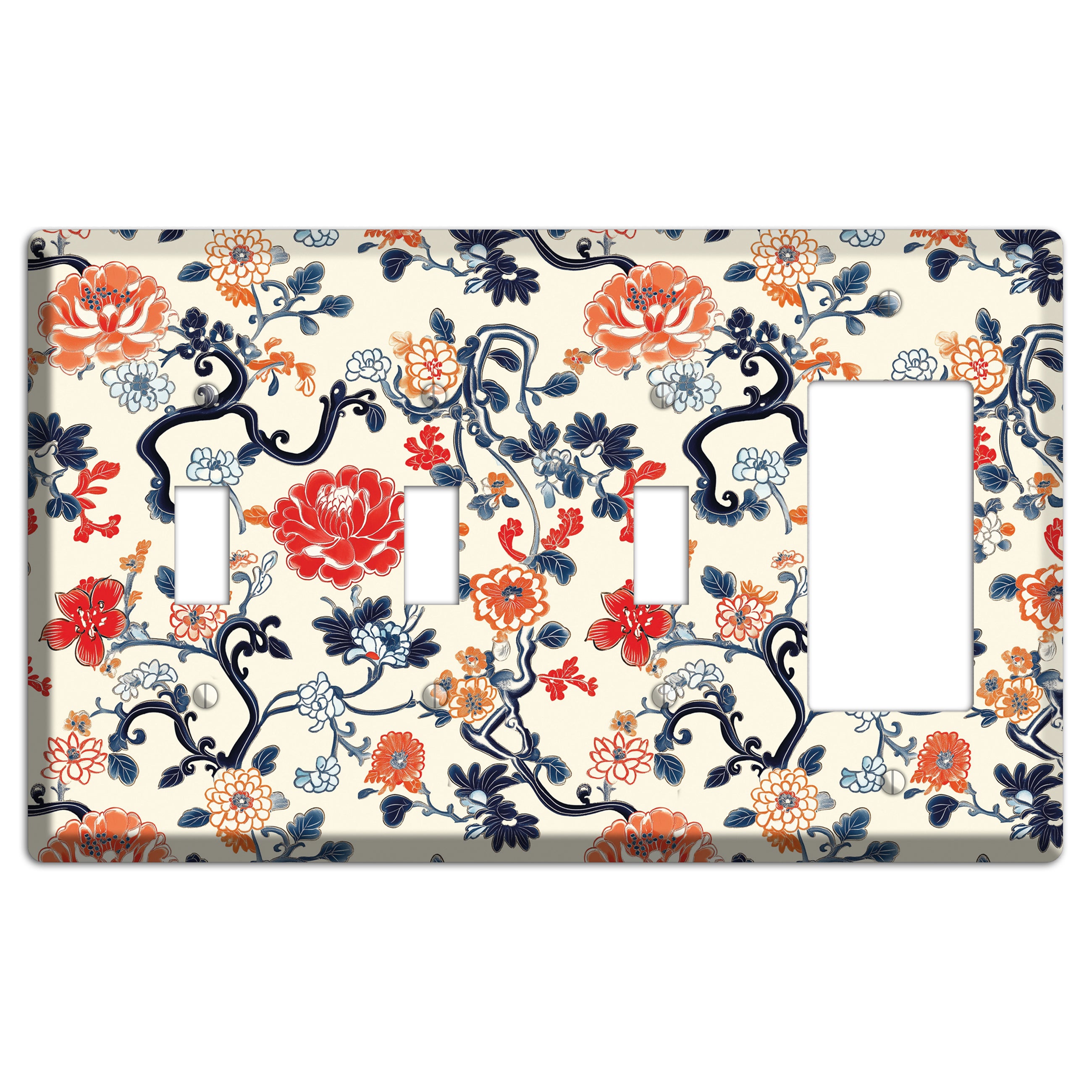Crimson Garden Scroll 3 Toggle / Rocker Wallplate