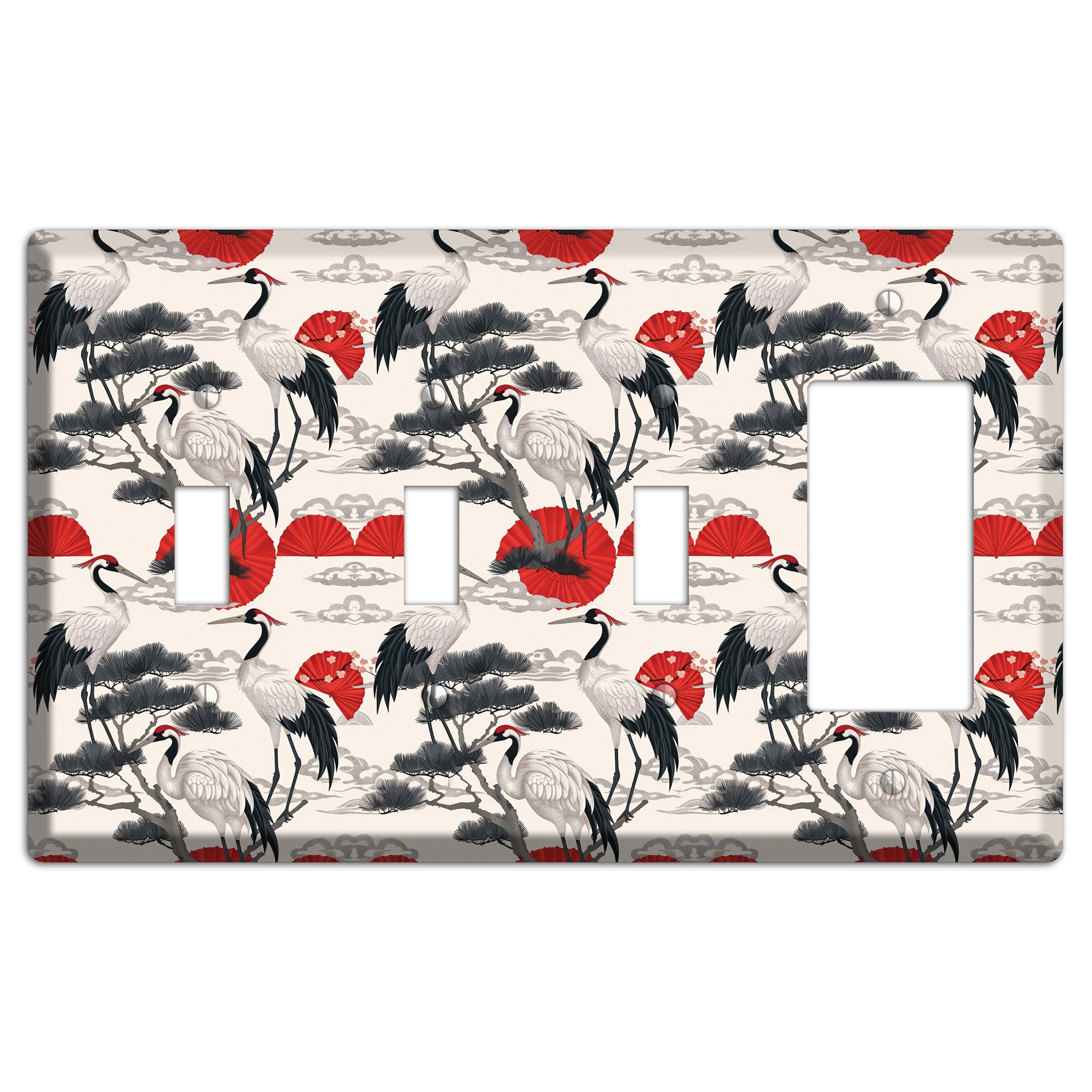 Crimson Fan & Pine 3 Toggle / Rocker Wallplate