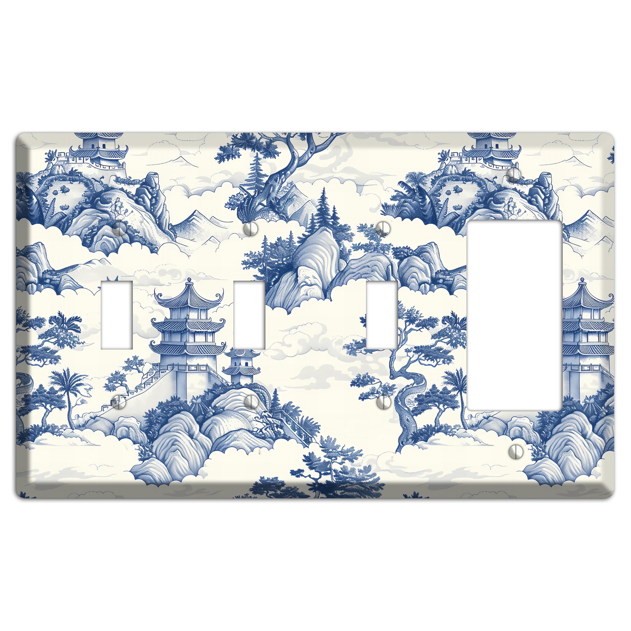 Celestial Pagoda Mist 3 Toggle / Rocker Wallplate