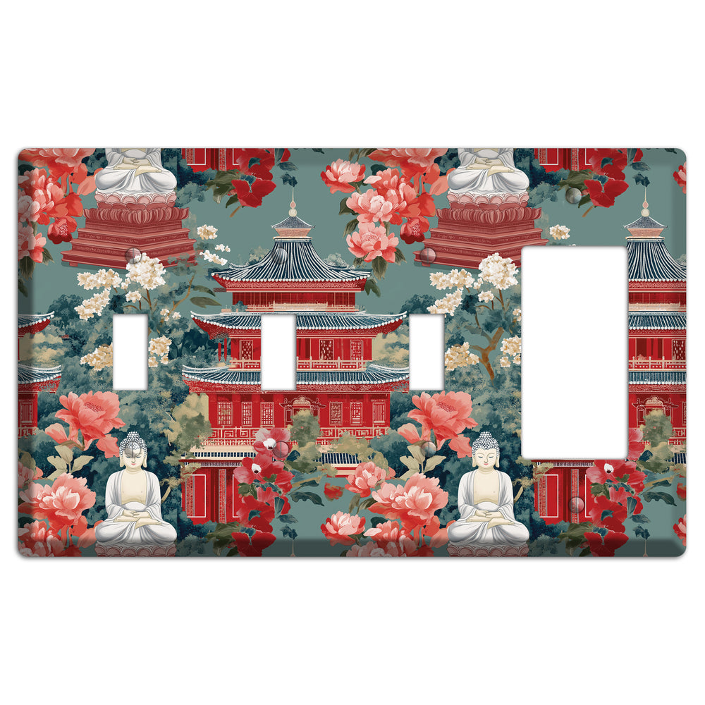 Lotus Temple Garden 3 Toggle / Rocker Wallplate