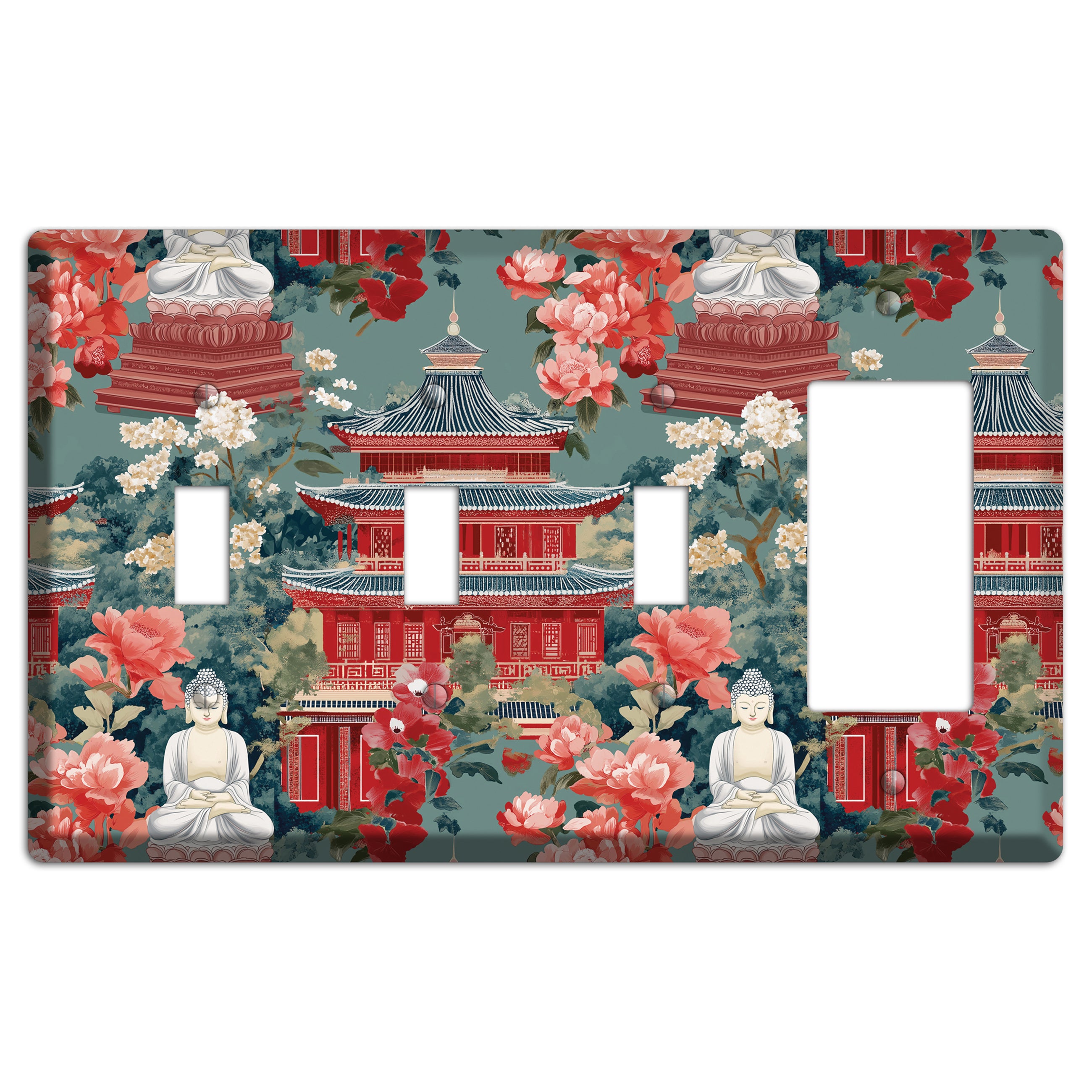 Lotus Temple Garden 3 Toggle / Rocker Wallplate