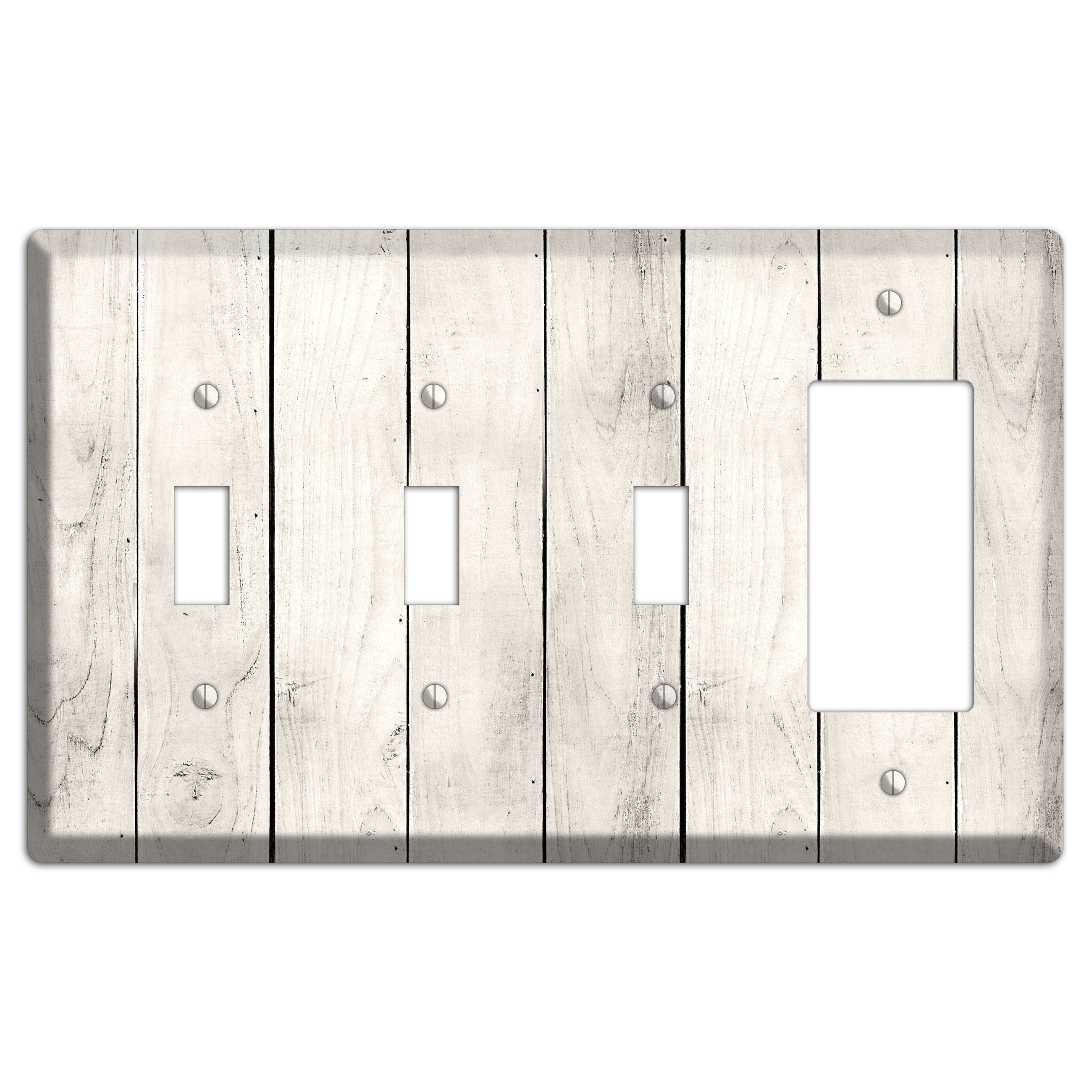 Whitewashed Planks 3 Toggle / Rocker Wallplate