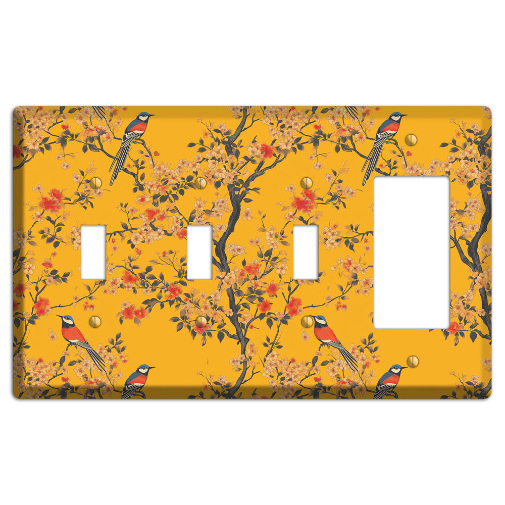 Blossom & Plume 3 Toggle / Rocker Wallplate