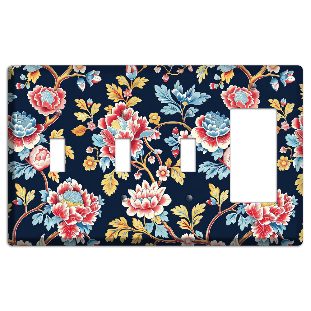 Midnight Garden Bloom 3 Toggle / Rocker Wallplate