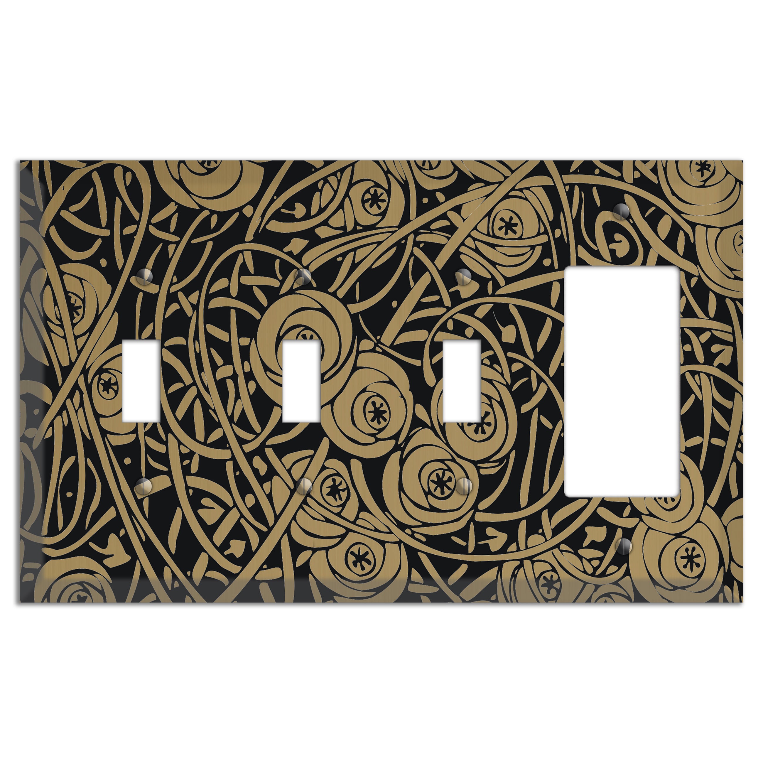 Tower Gold Vine Eyes 3 Toggle / Rocker Wallplate