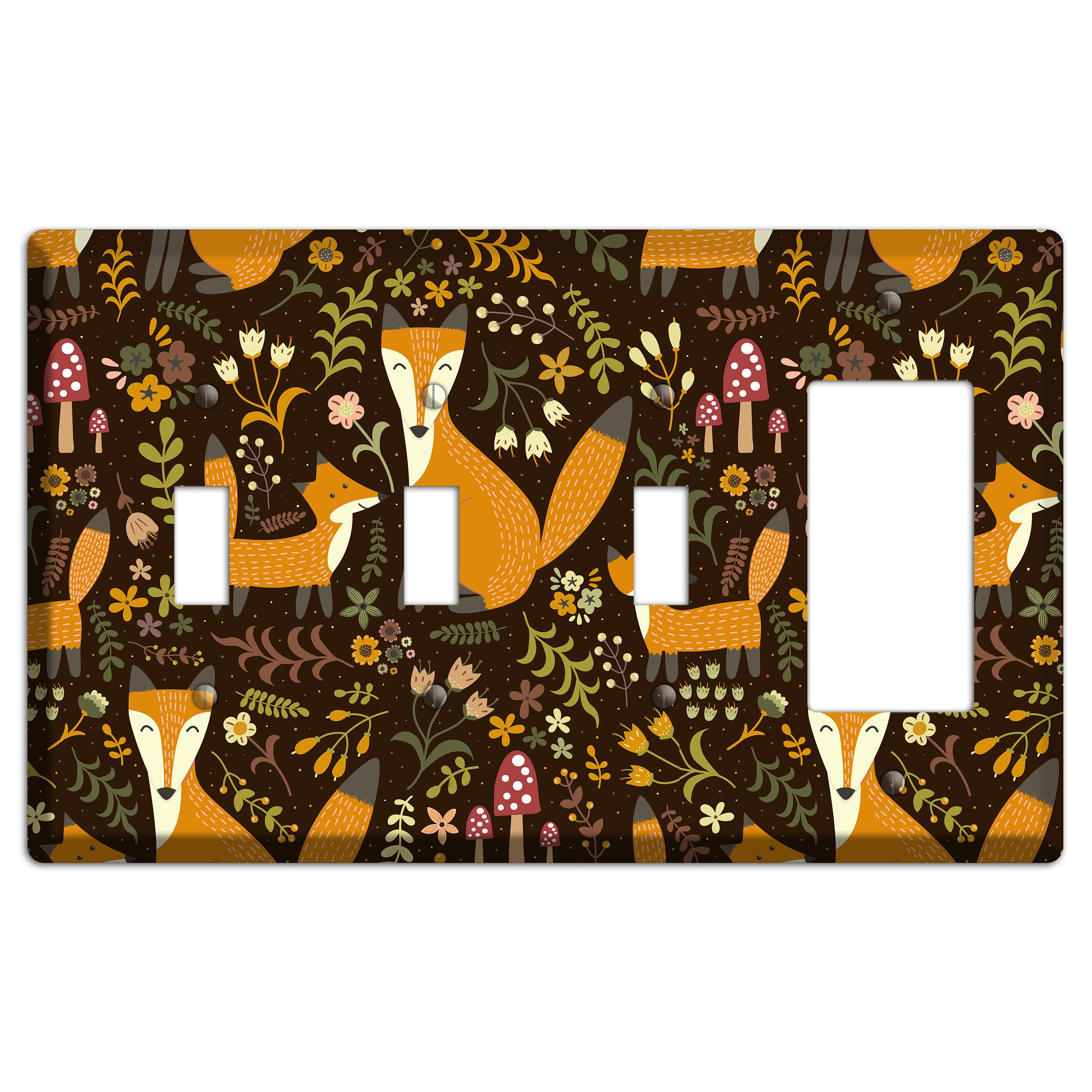 Fox Garden (Chocolate) 3 Toggle / Rocker Wallplate