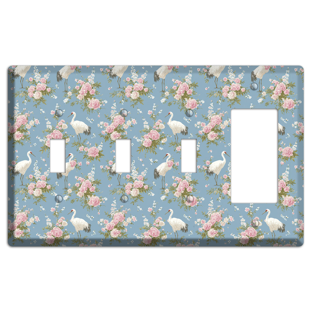 Dusty Blue Peony Flight 3 Toggle / Rocker Wallplate