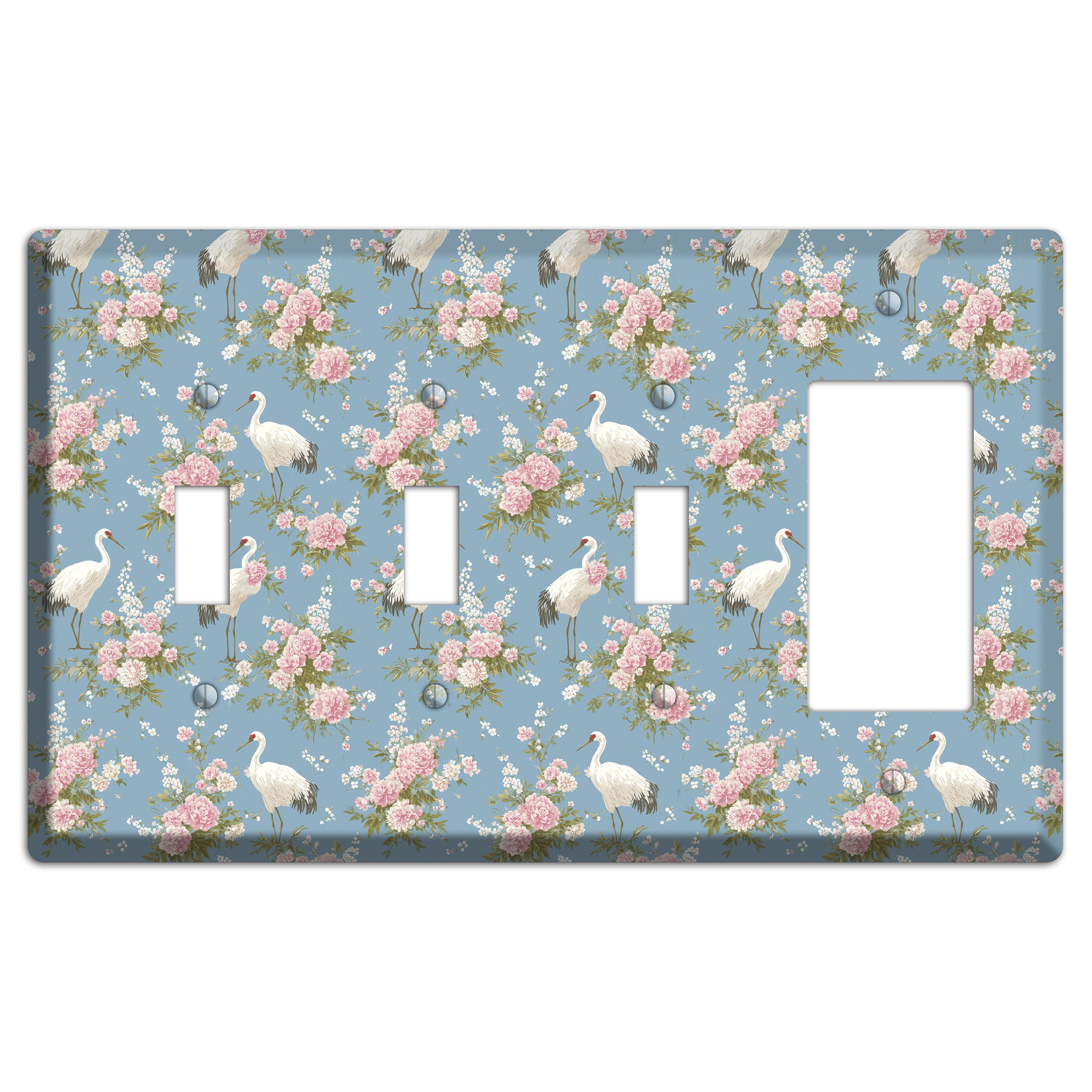 Dusty Blue Peony Flight 3 Toggle / Rocker Wallplate