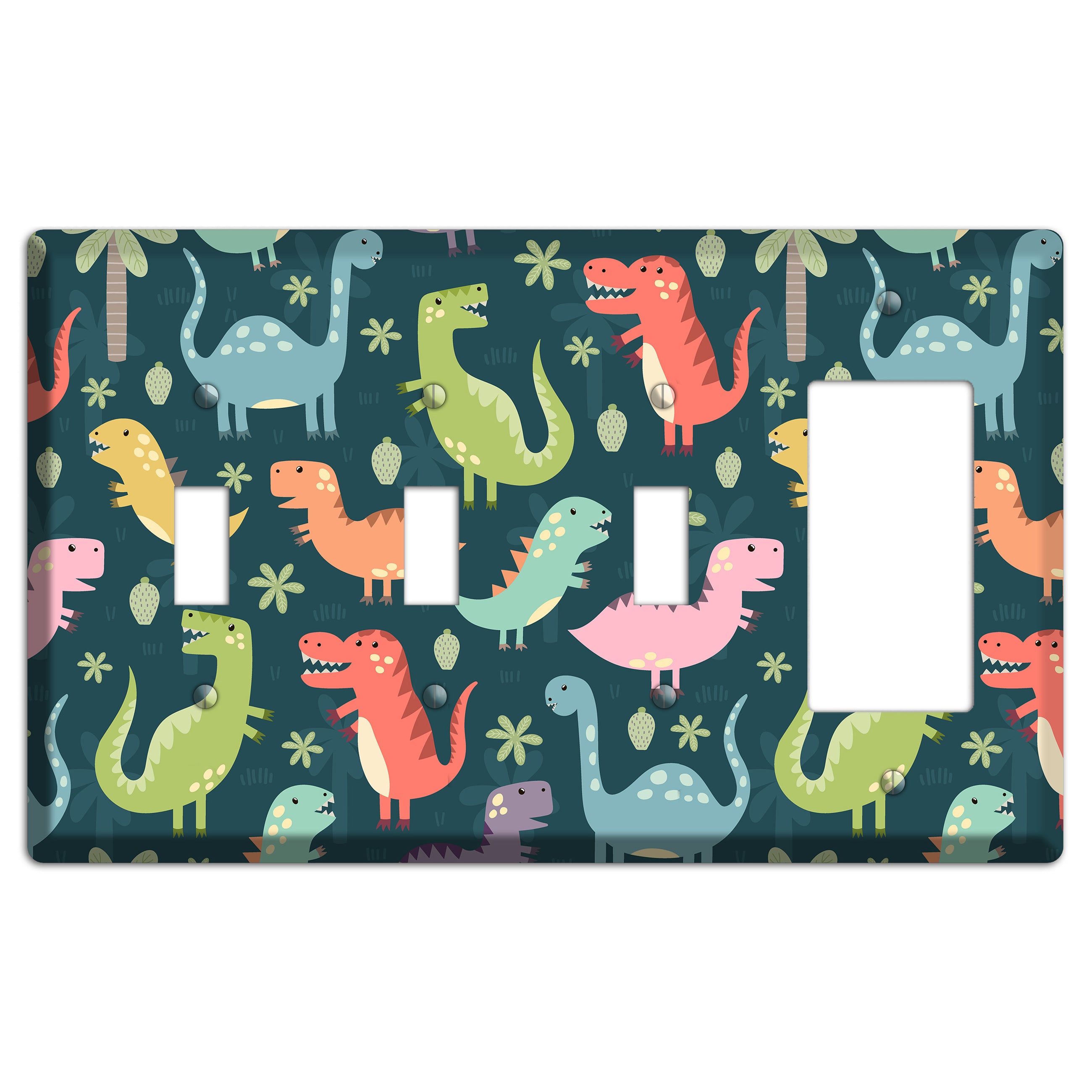 Jurassic Pals (Dark) 3 Toggle / Rocker Wallplate