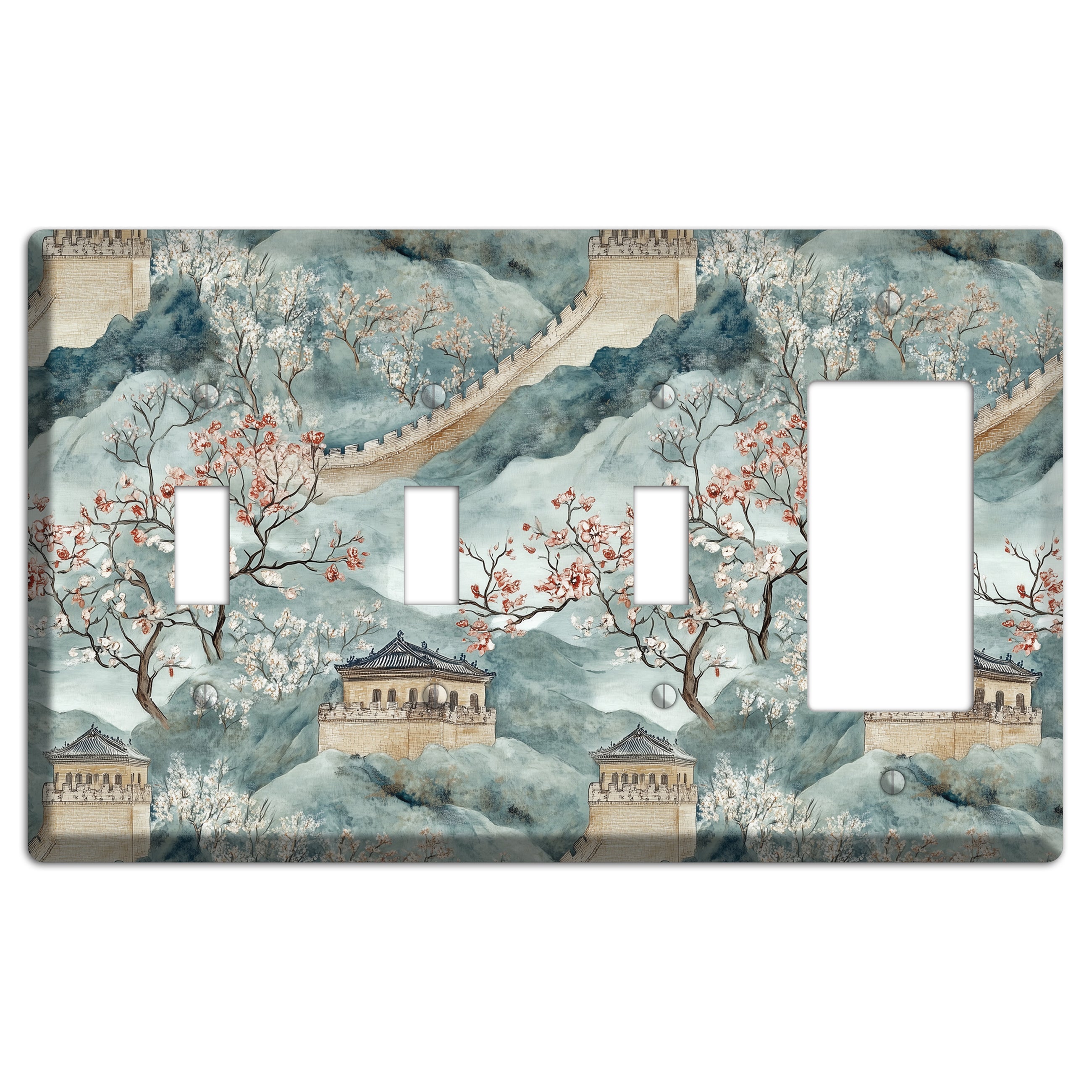 Rampart & Blossom 3 Toggle / Rocker Wallplate