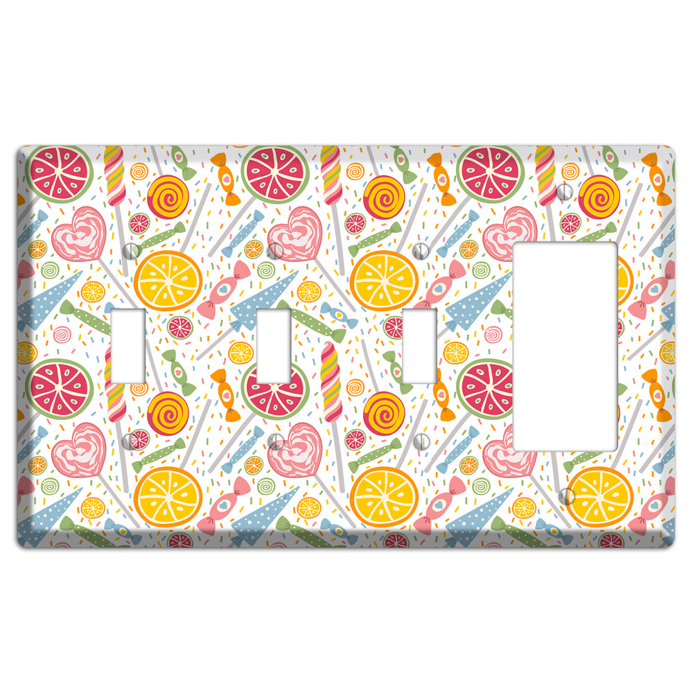 Candy Carnival (White) 3 Toggle / Rocker Wallplate
