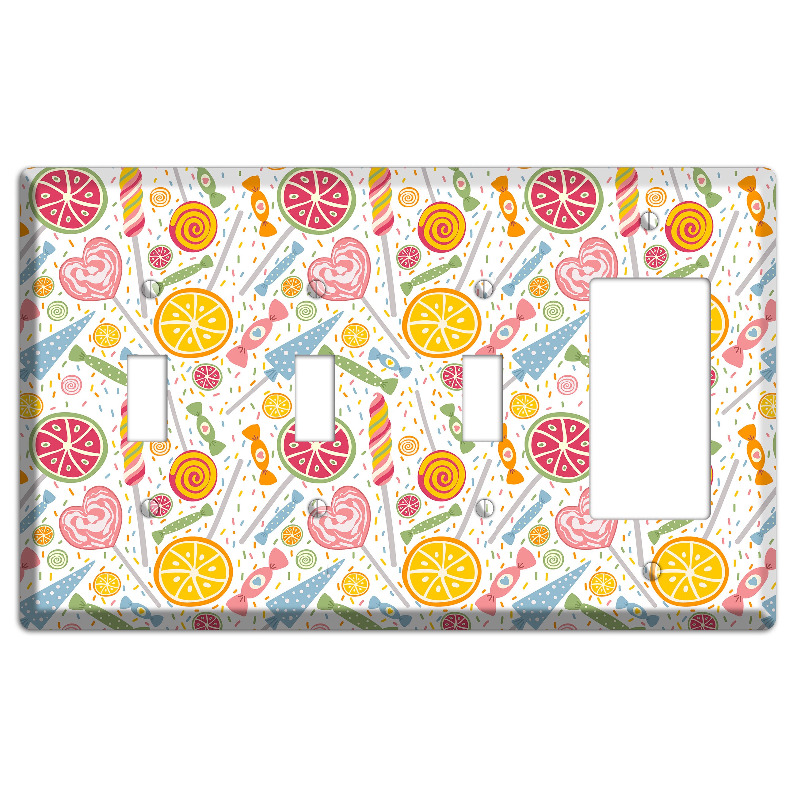 Candy Carnival (White) 3 Toggle / Rocker Wallplate