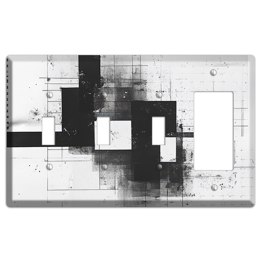 Fractured Blueprint 3 Toggle / Rocker Wallplate