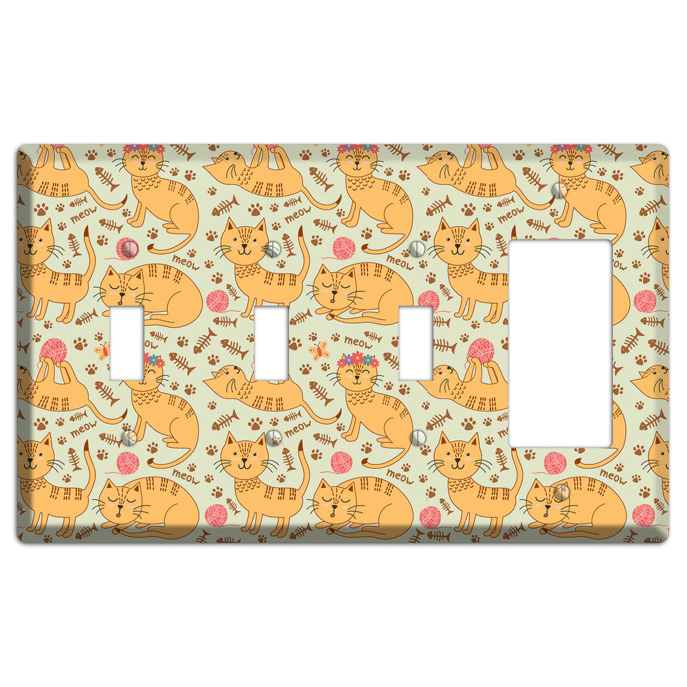 Meow Mix (Beige) 3 Toggle / Rocker Wallplate