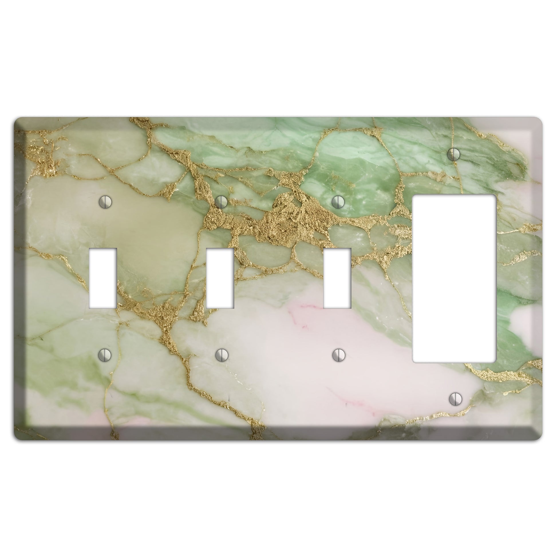 Swamp Green Marble 3 Toggle / Rocker Wallplate