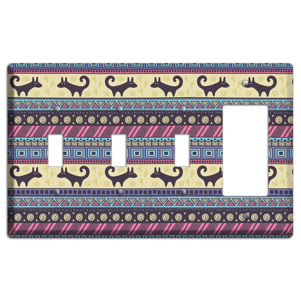 Folk Fox Stripes 3 Toggle / Rocker Wallplate