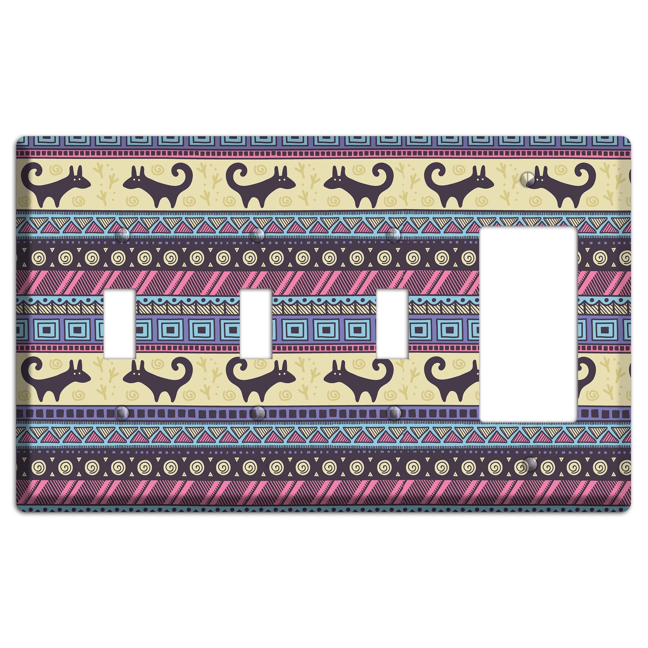 Folk Fox Stripes 3 Toggle / Rocker Wallplate