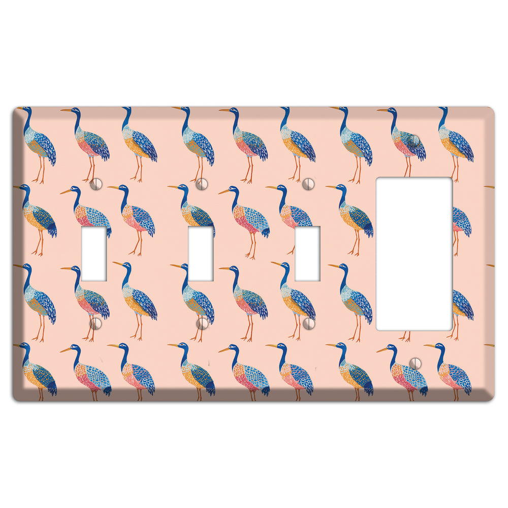 Blush Heron Parade 3 Toggle / Rocker Wallplate