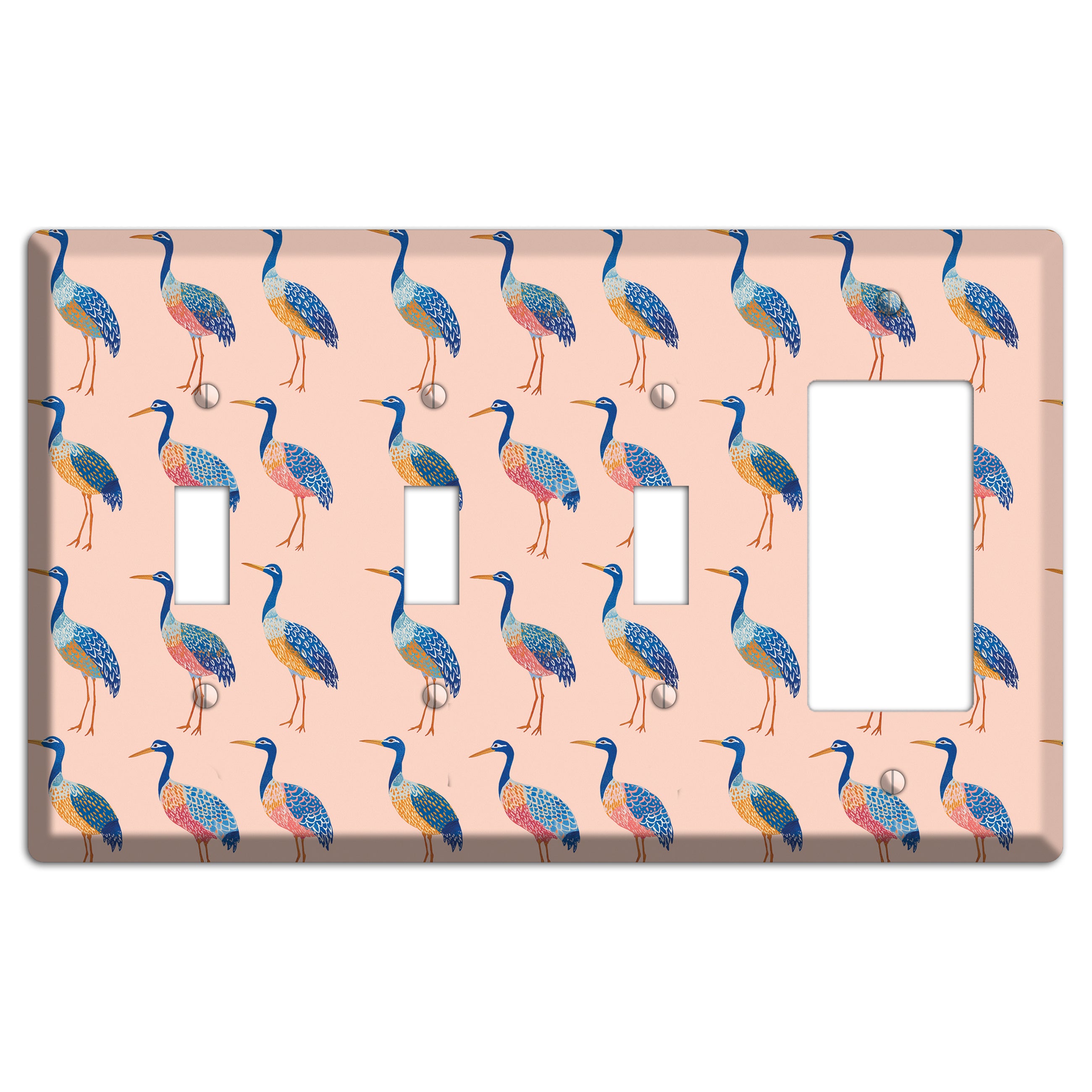 Blush Heron Parade 3 Toggle / Rocker Wallplate