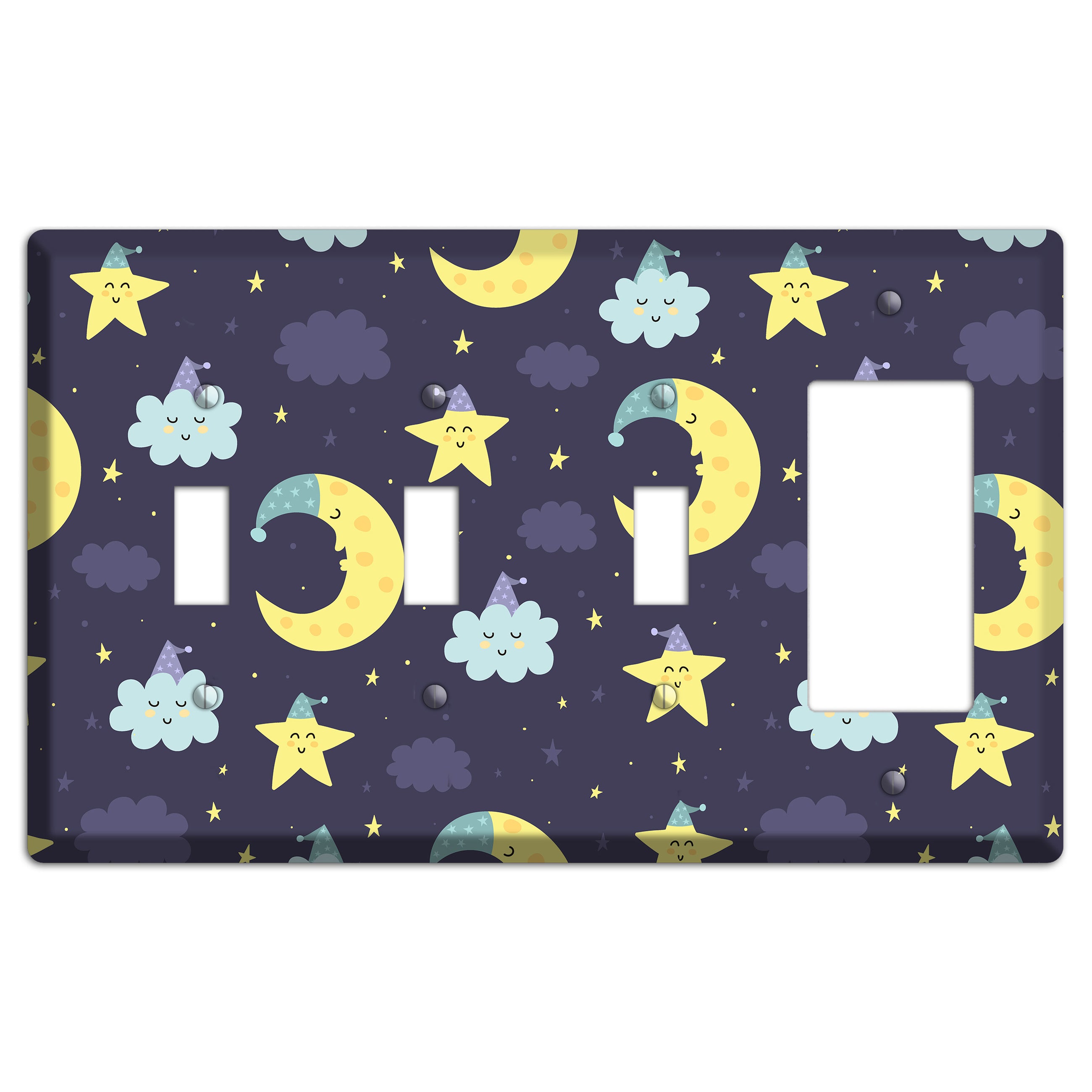 Moon & Star Wishes 3 Toggle / Rocker Wallplate