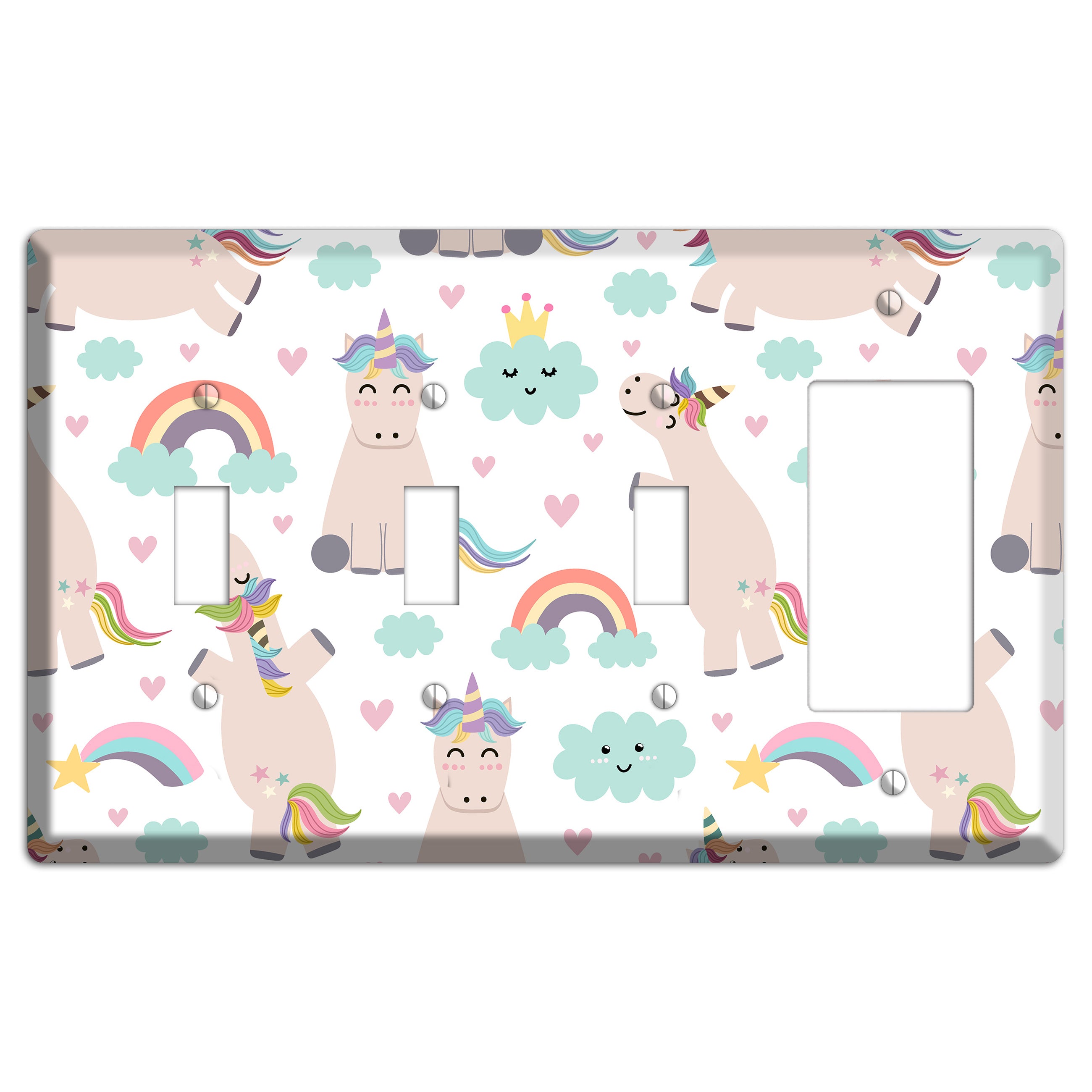 Rainbow Cloud Herd 3 Toggle / Rocker Wallplate