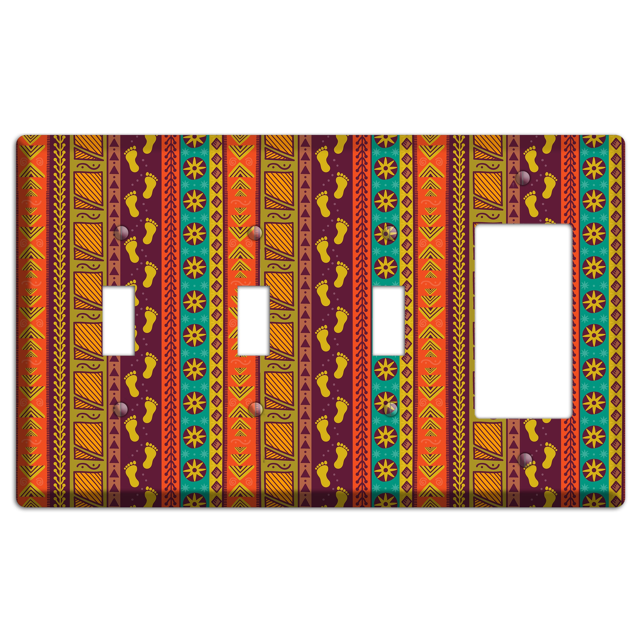 Tribal Footsteps 3 Toggle / Rocker Wallplate