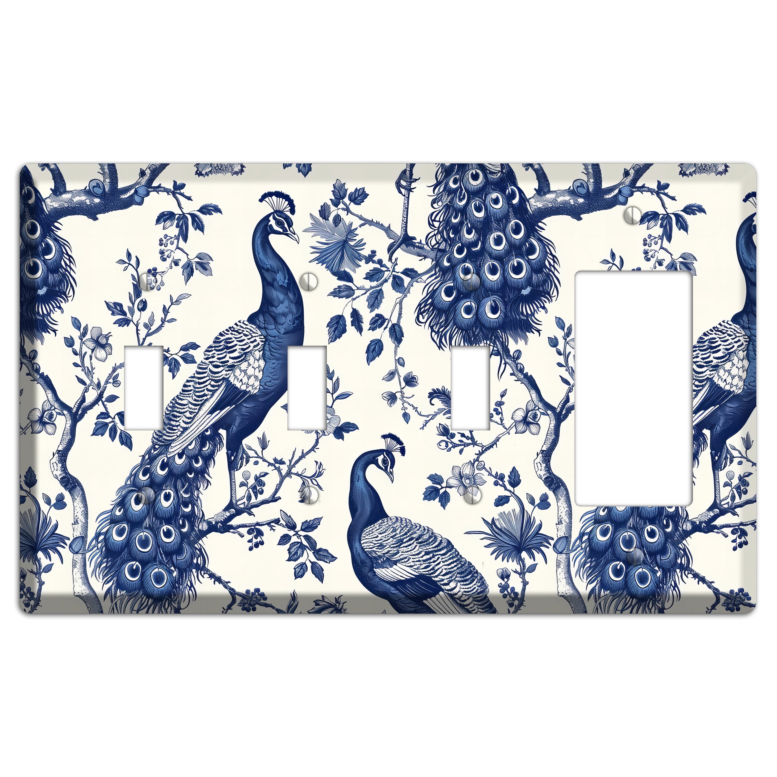 Peacock & Bough 3 Toggle / Rocker Wallplate