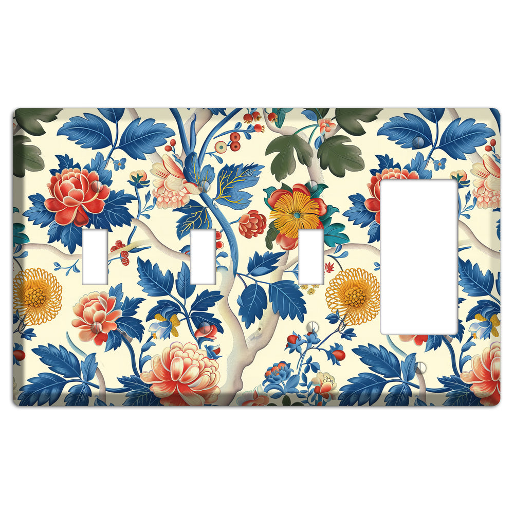 Porcelain Garden Riot 3 Toggle / Rocker Wallplate