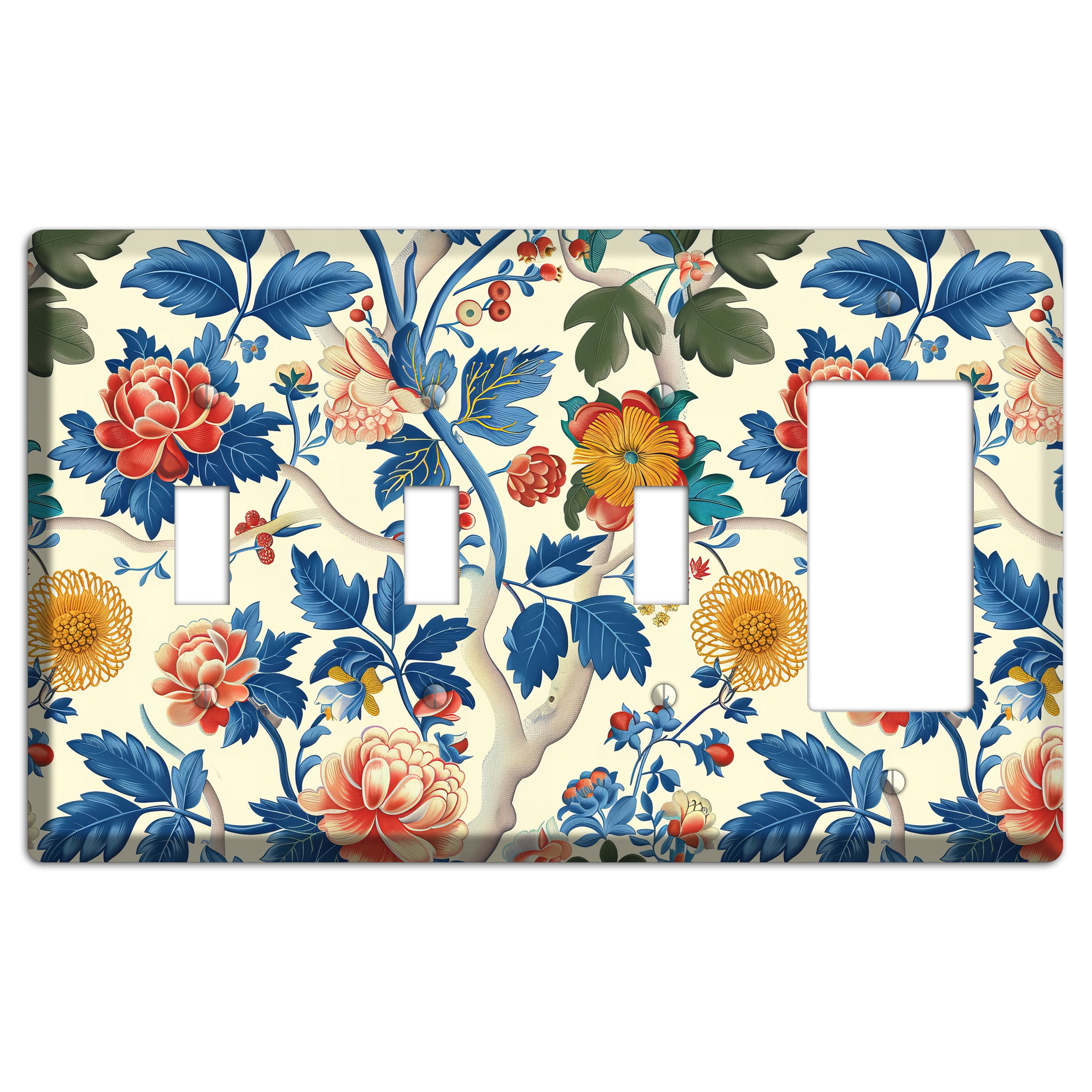 Porcelain Garden Riot 3 Toggle / Rocker Wallplate