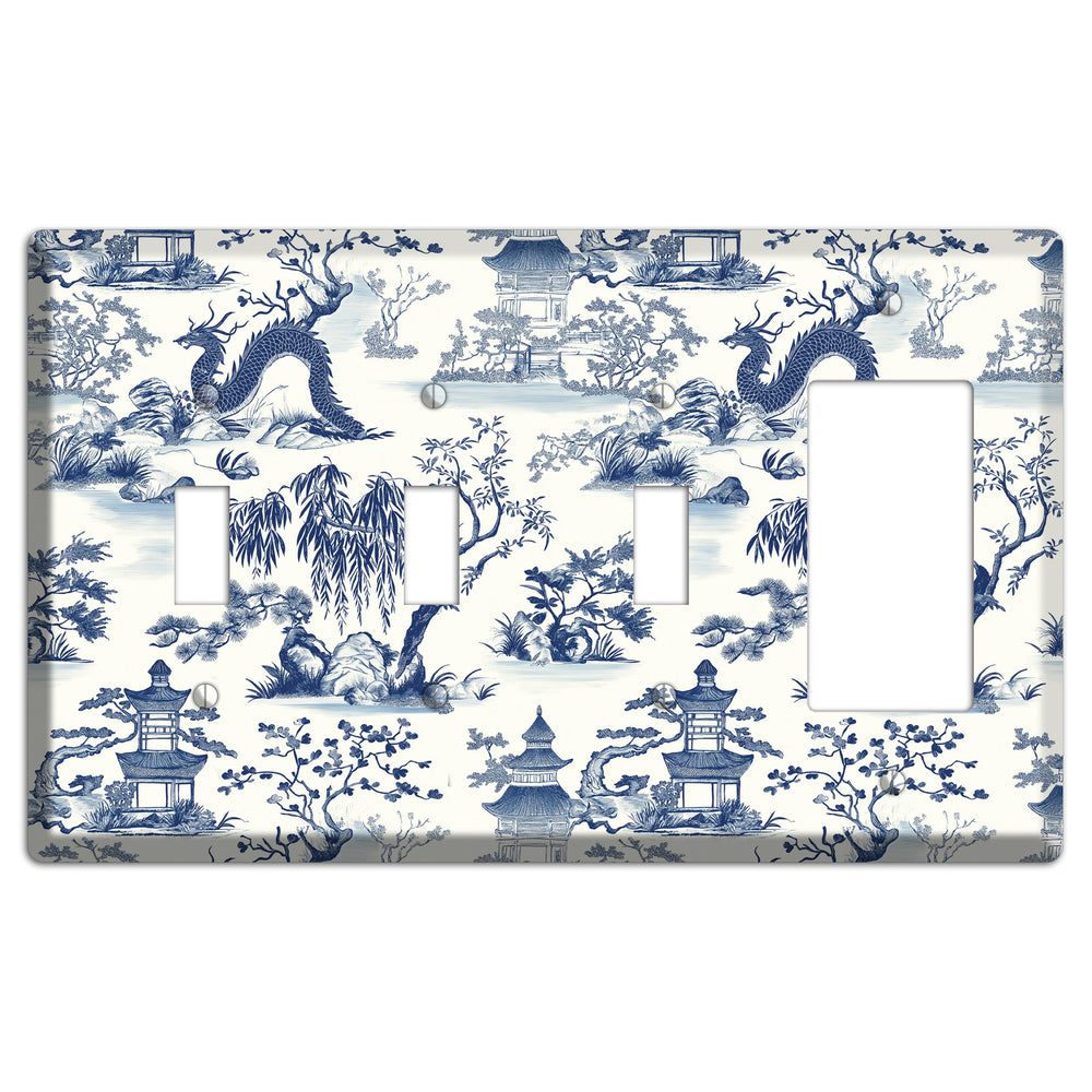 Dragon & Pagoda 3 Toggle / Rocker Wallplate