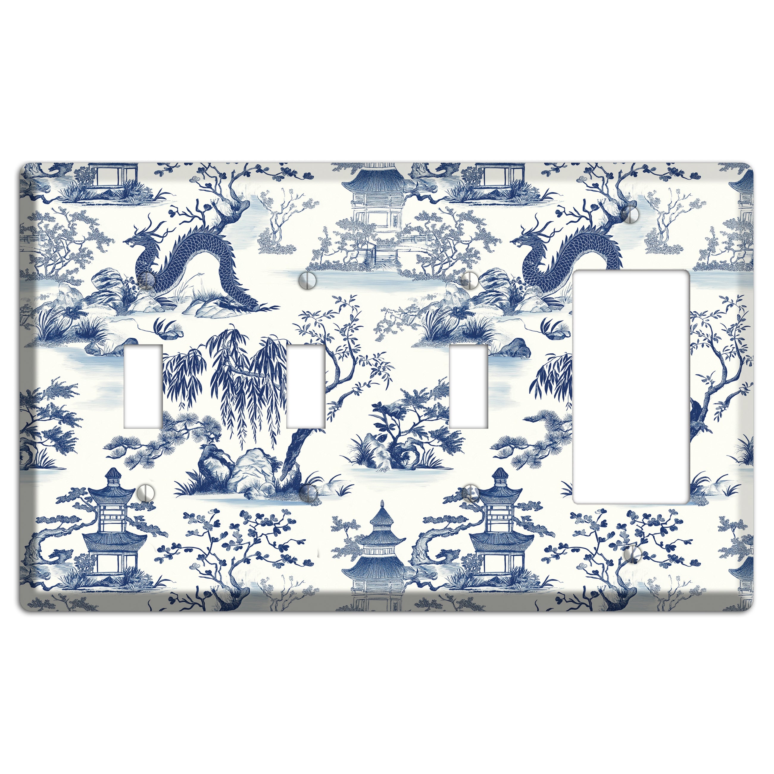 Dragon & Pagoda 3 Toggle / Rocker Wallplate