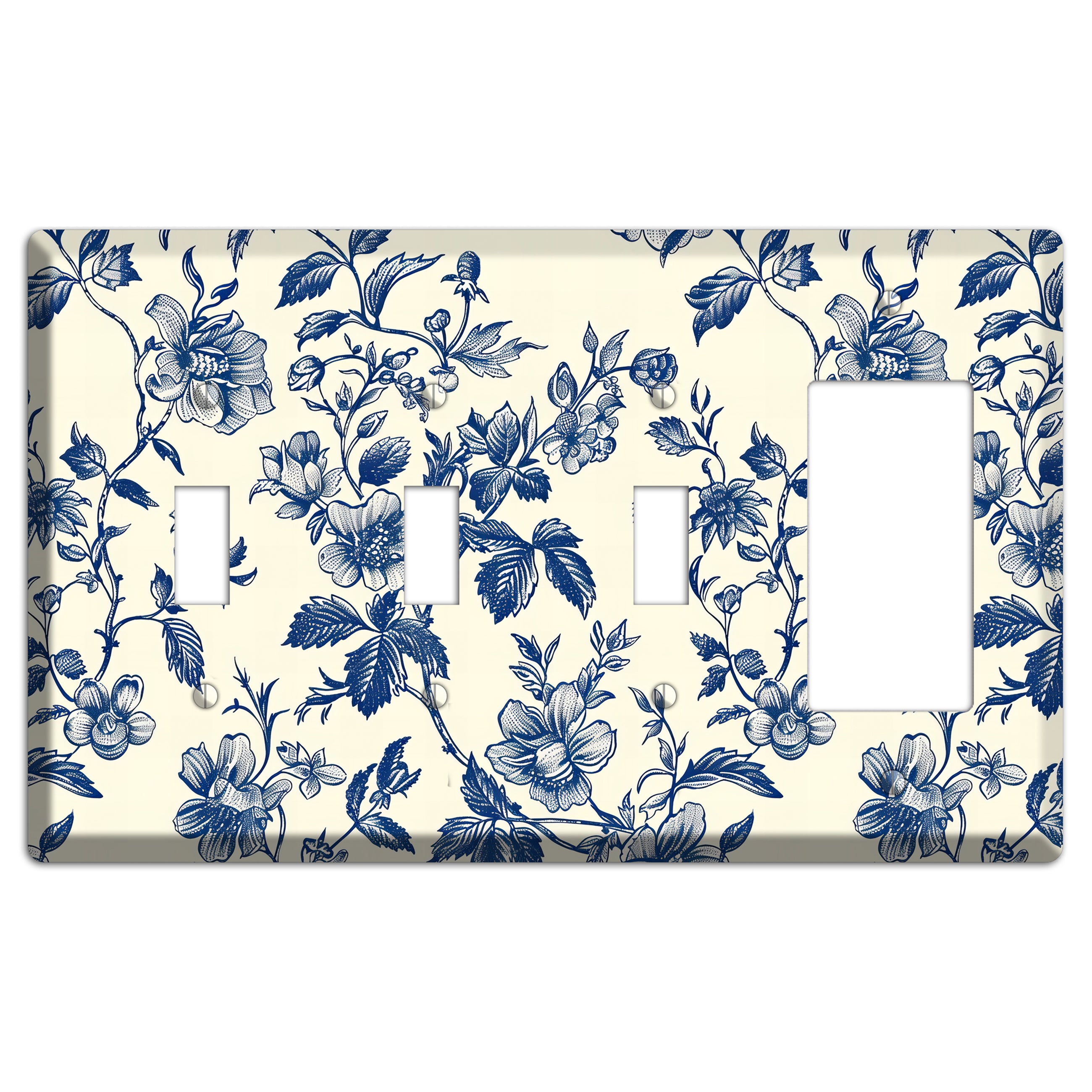 Garden Ink & Ivory 3 Toggle / Rocker Wallplate