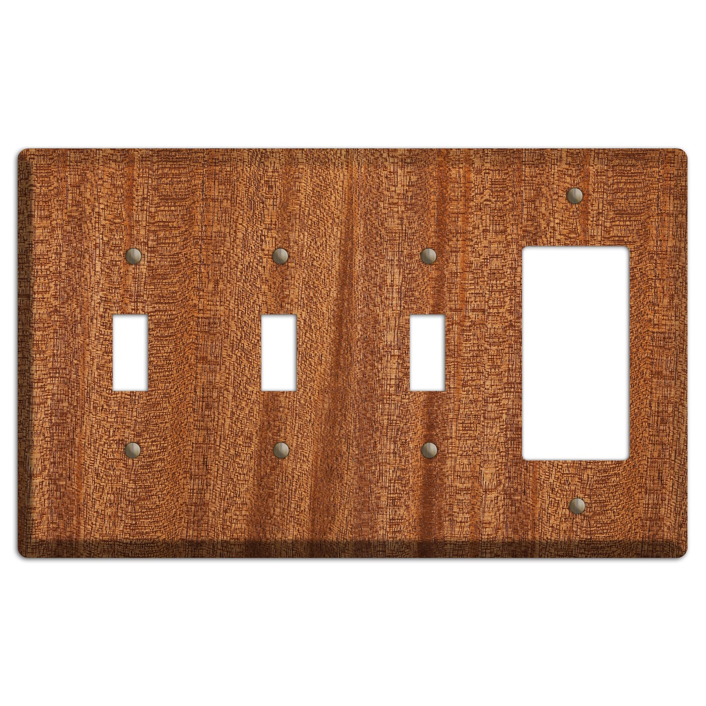 Mahogany Wood 3 Toggle / Rocker Outlet Cover Plate