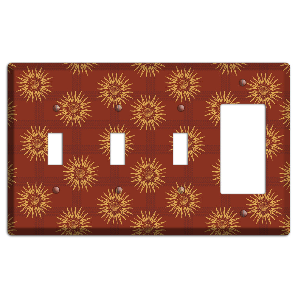 Russet Sun Plaid 3 Toggle / Rocker Wallplate