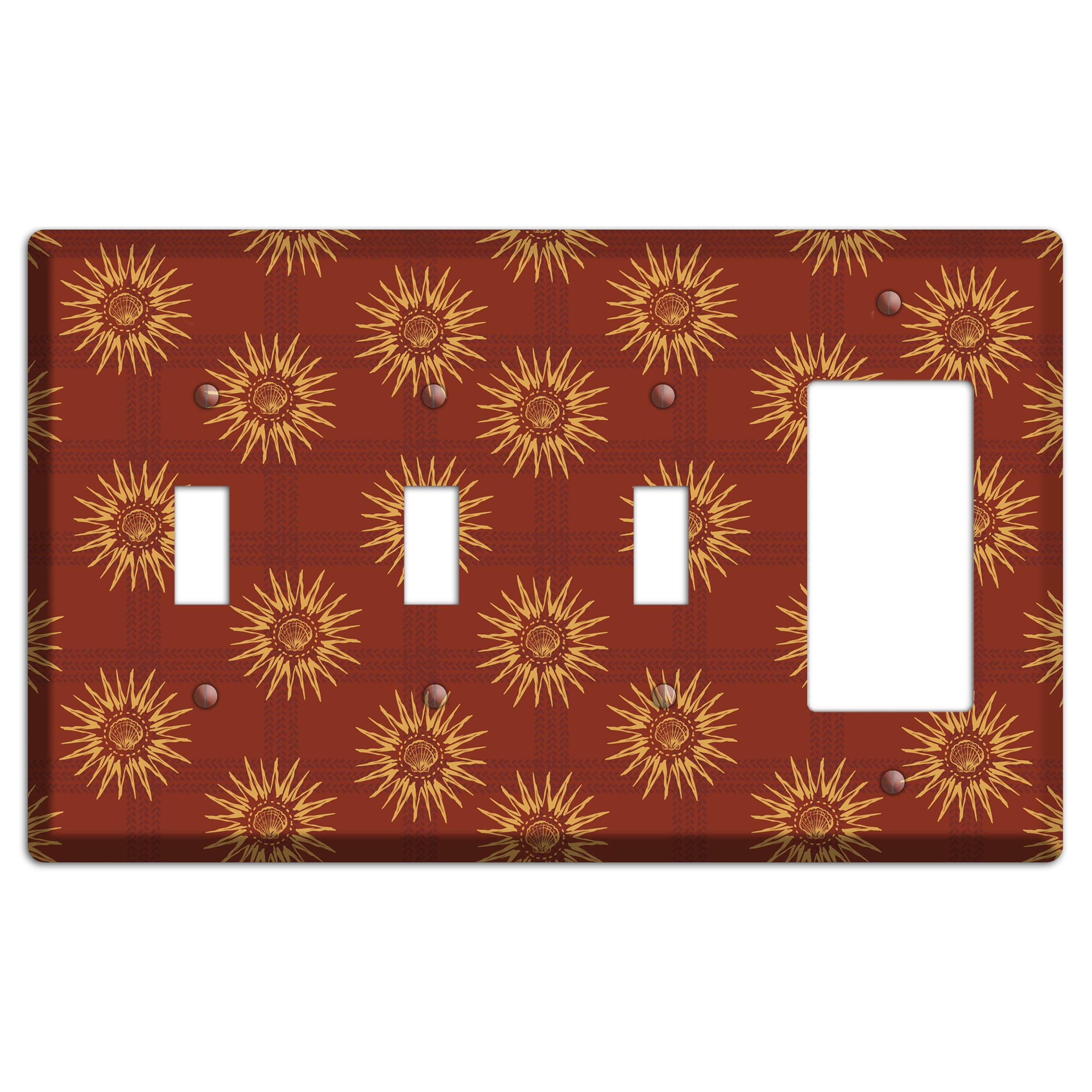 Russet Sun Plaid 3 Toggle / Rocker Wallplate