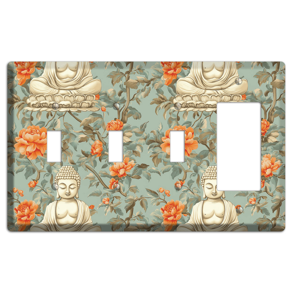 Lotus & Peony 3 Toggle / Rocker Wallplate