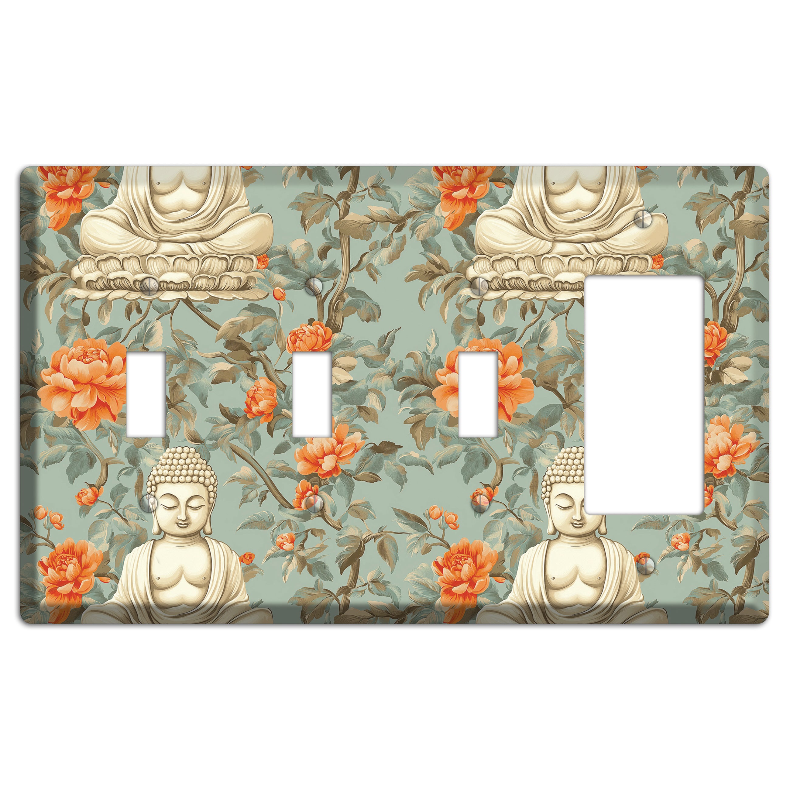 Lotus & Peony 3 Toggle / Rocker Wallplate