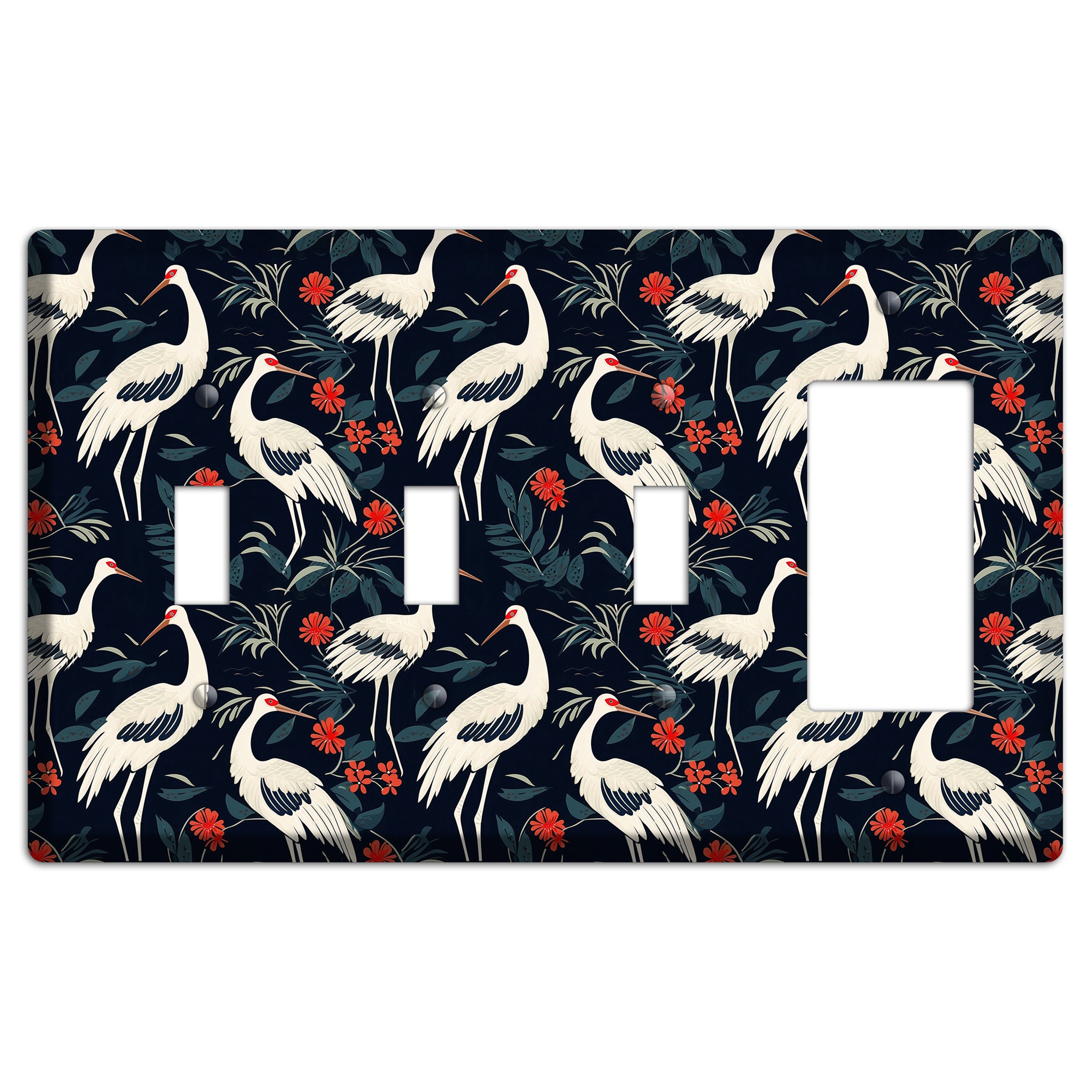 Midnight Plume Garden 3 Toggle / Rocker Wallplate