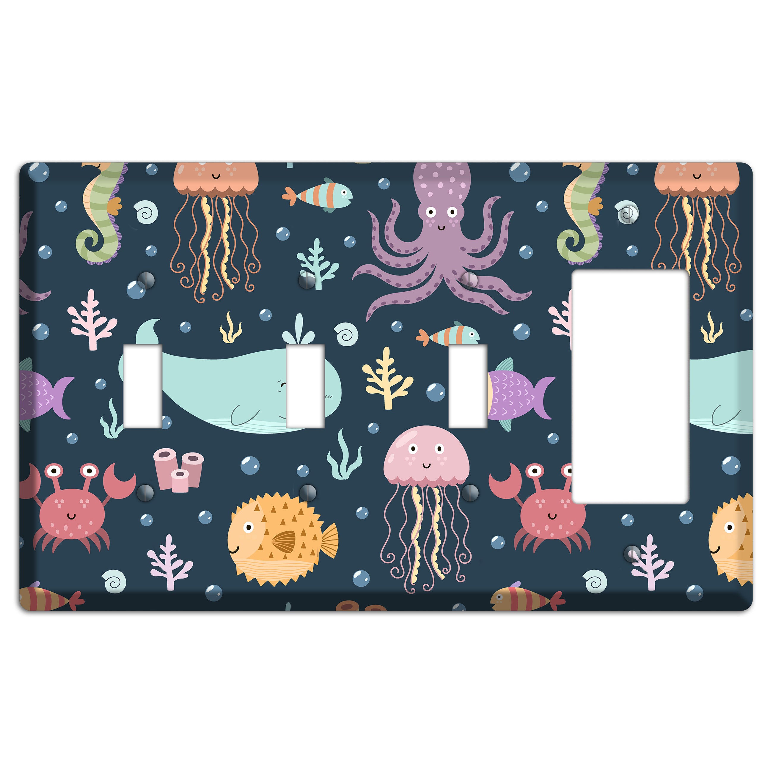 Deep Sea Cuties 3 Toggle / Rocker Wallplate