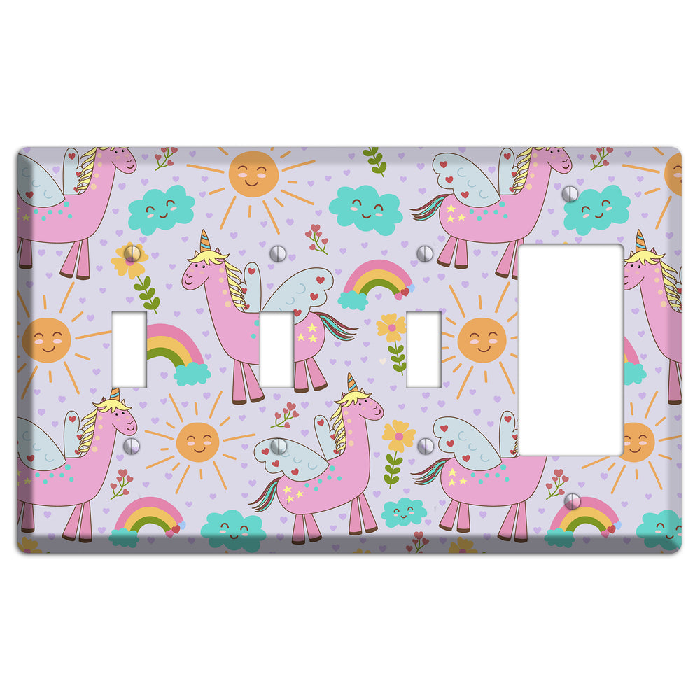 Magic Meadow (Lavender) 3 Toggle / Rocker Wallplate