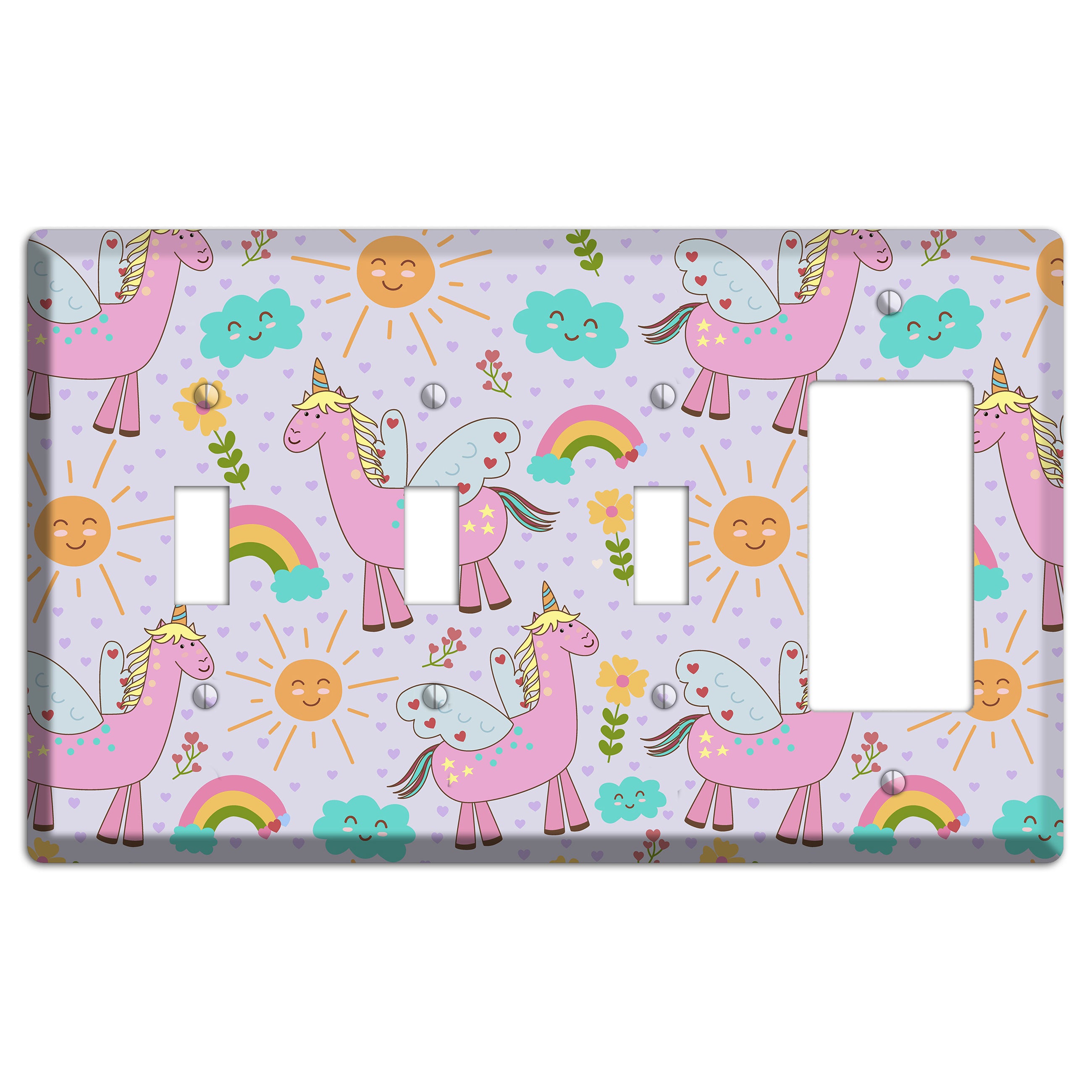 Magic Meadow (Lavender) 3 Toggle / Rocker Wallplate