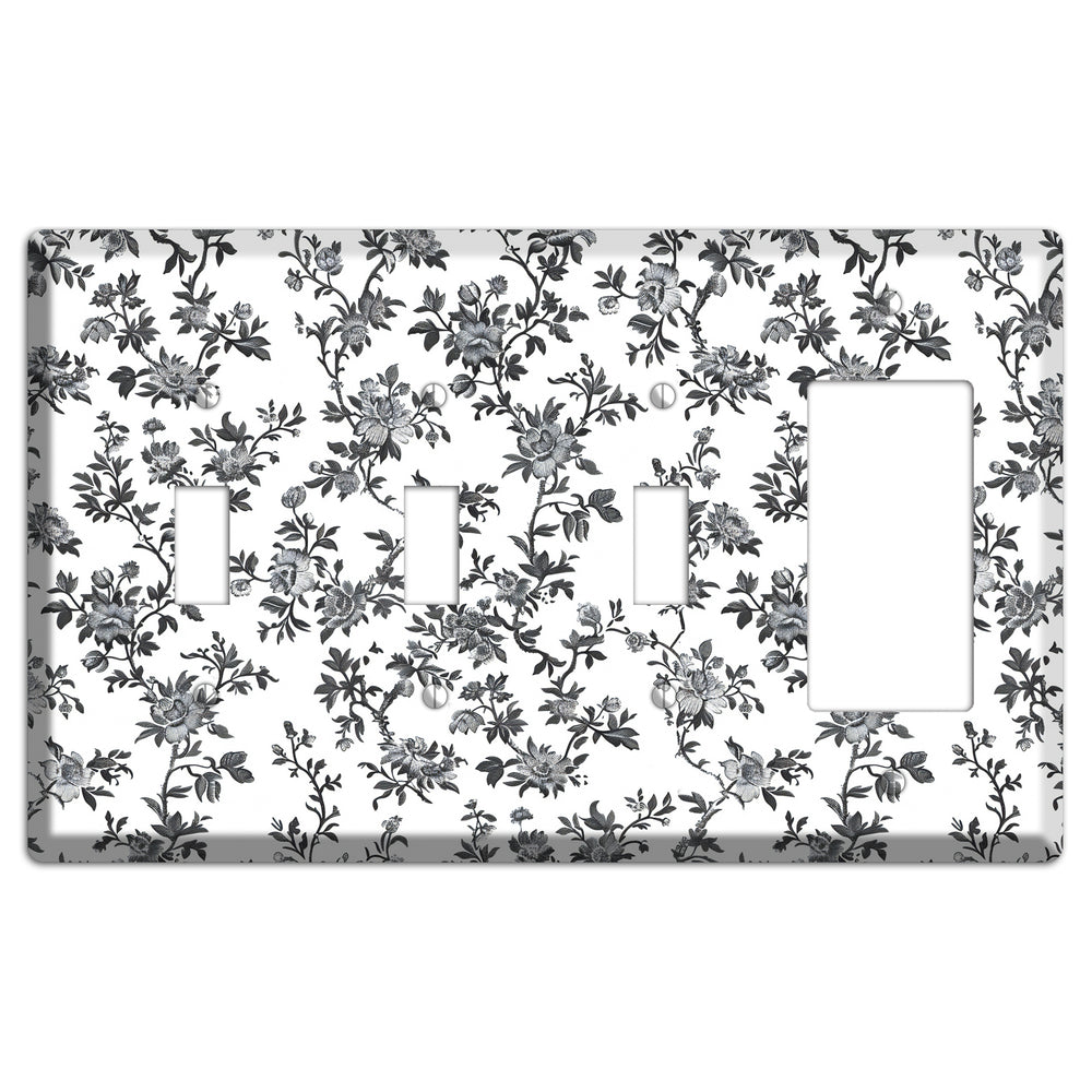 Ink & Ivory Trellis 3 Toggle / Rocker Wallplate