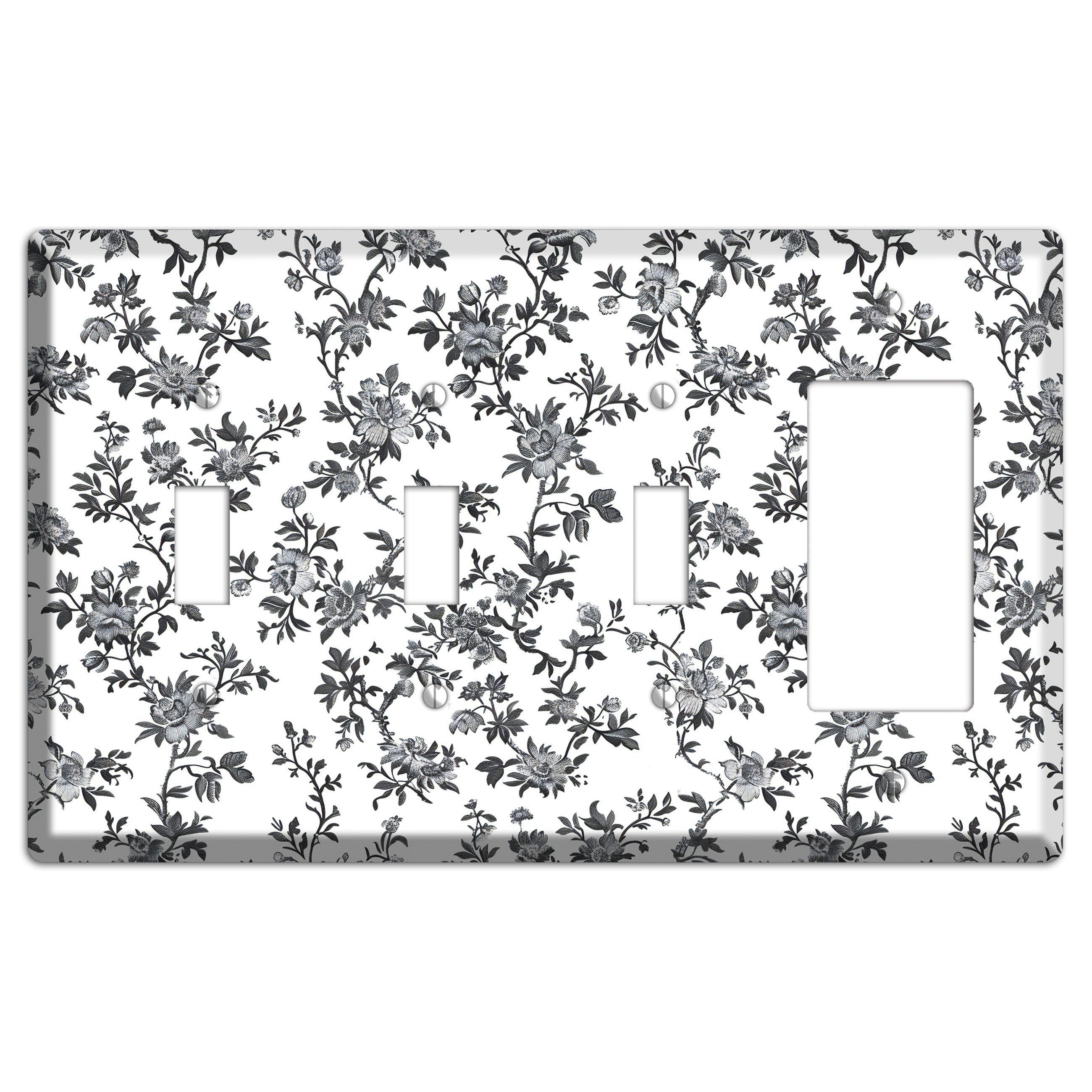 Ink & Ivory Trellis 3 Toggle / Rocker Wallplate