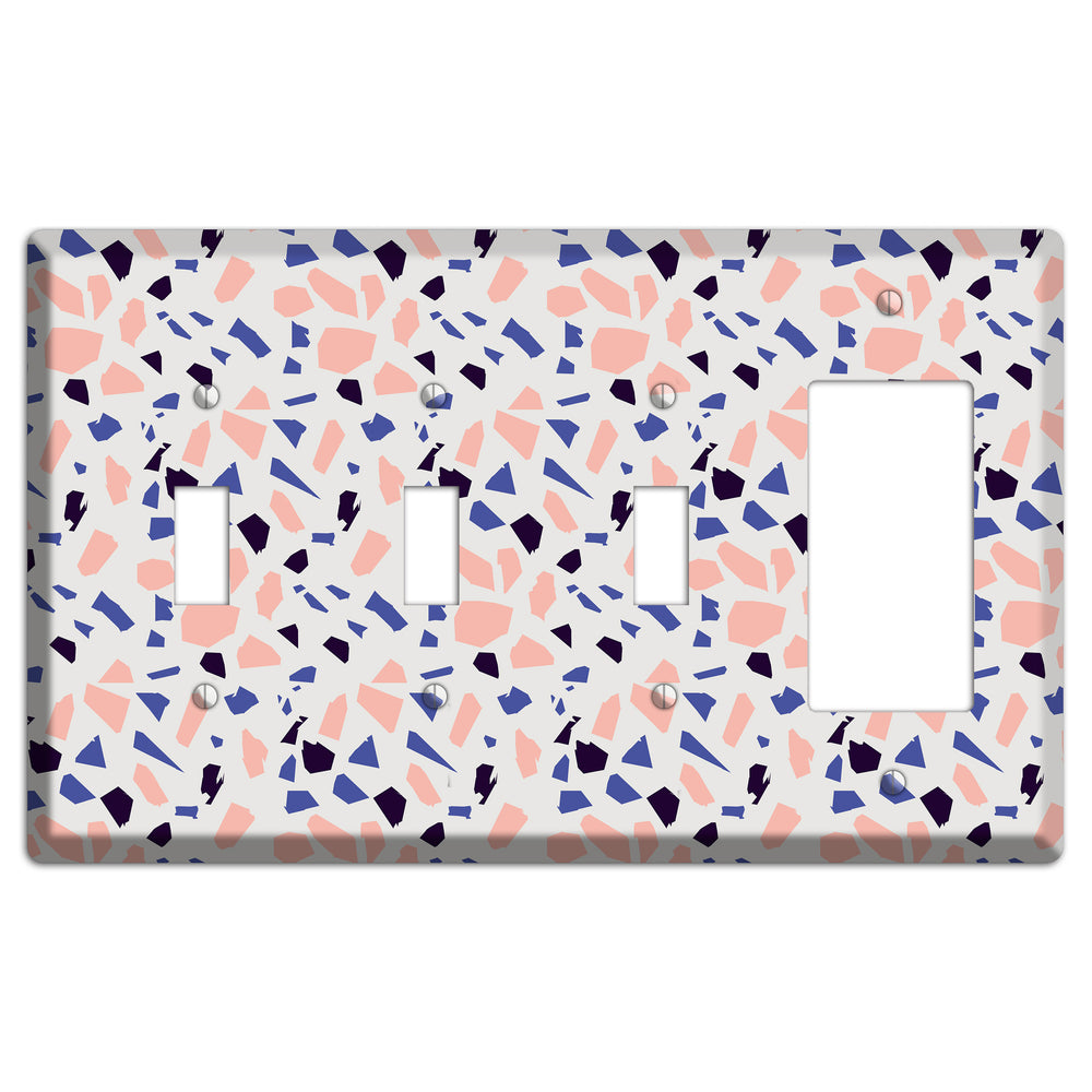 Coral Indigo Burst 3 Toggle / Rocker Wallplate