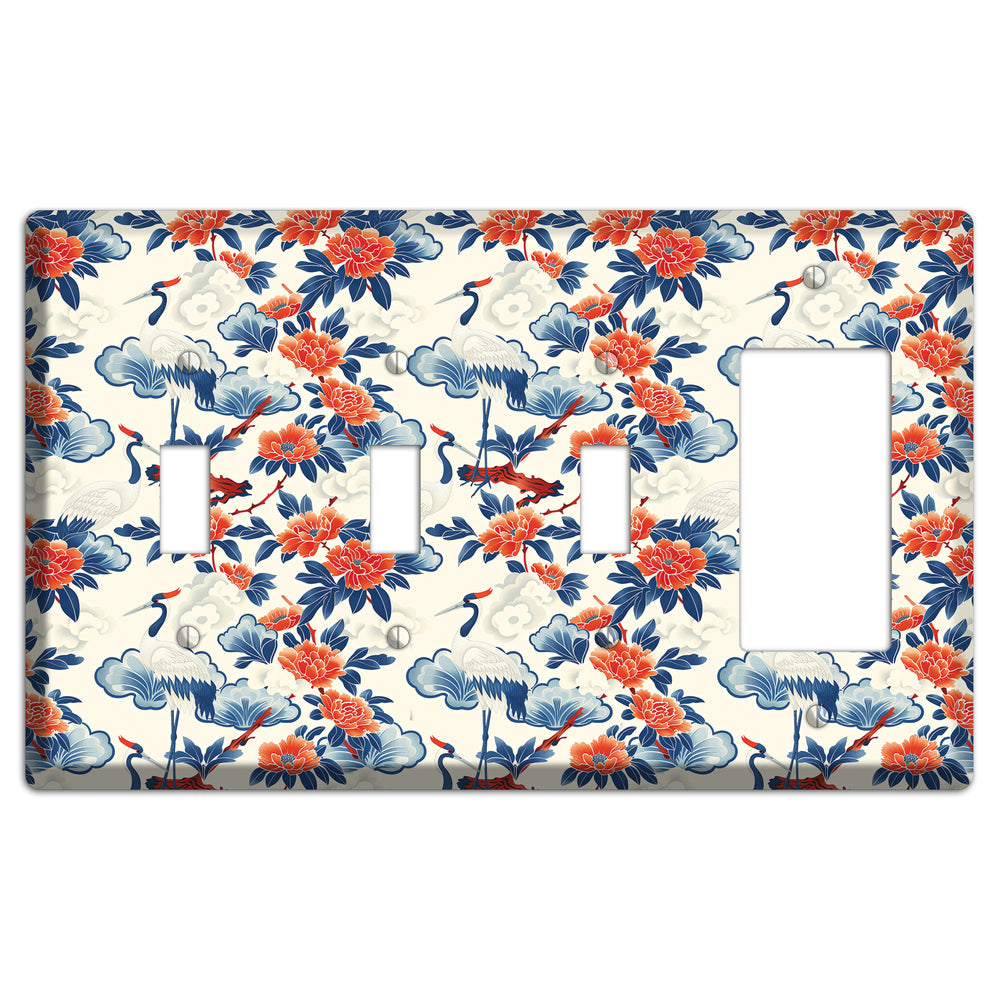 Peony & Crane Fete 3 Toggle / Rocker Wallplate