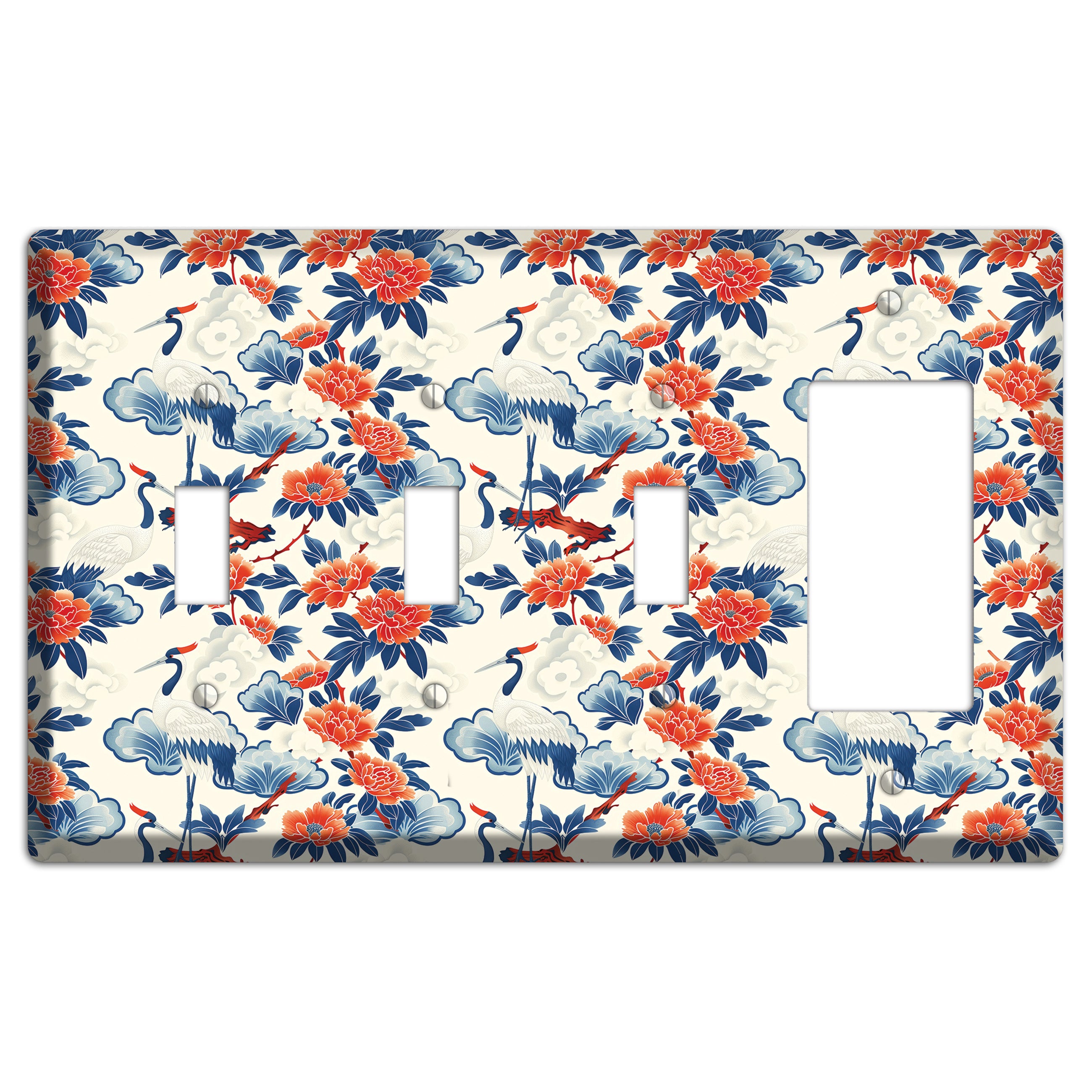 Peony & Crane Fete 3 Toggle / Rocker Wallplate