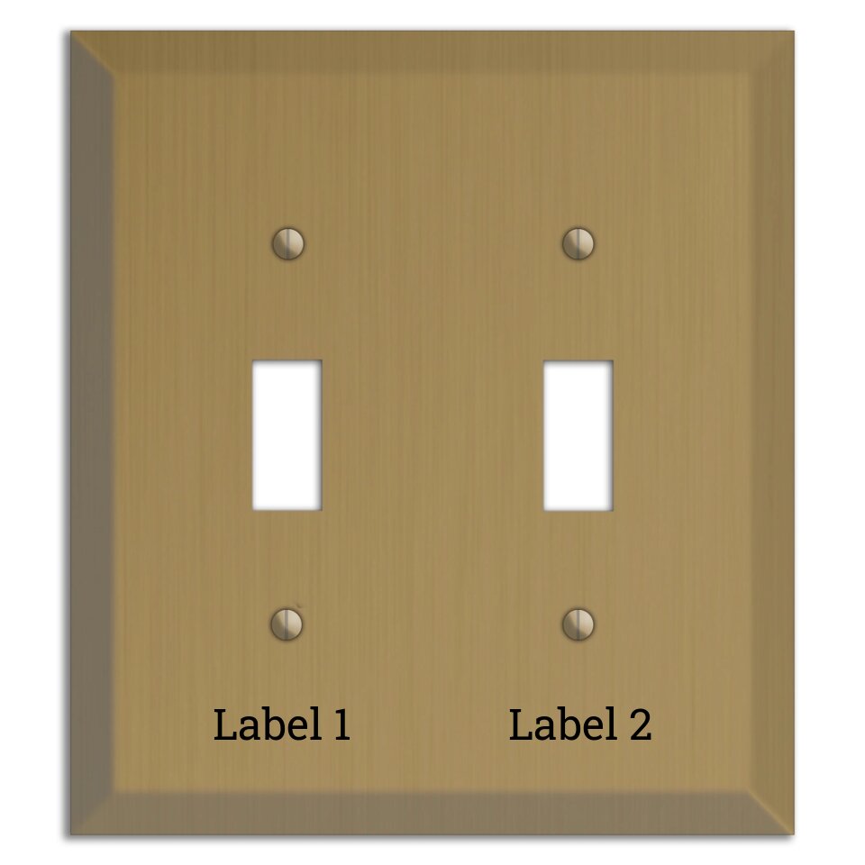 Tower Gold Hand Rubbed Double Toggle Switchplate with Label