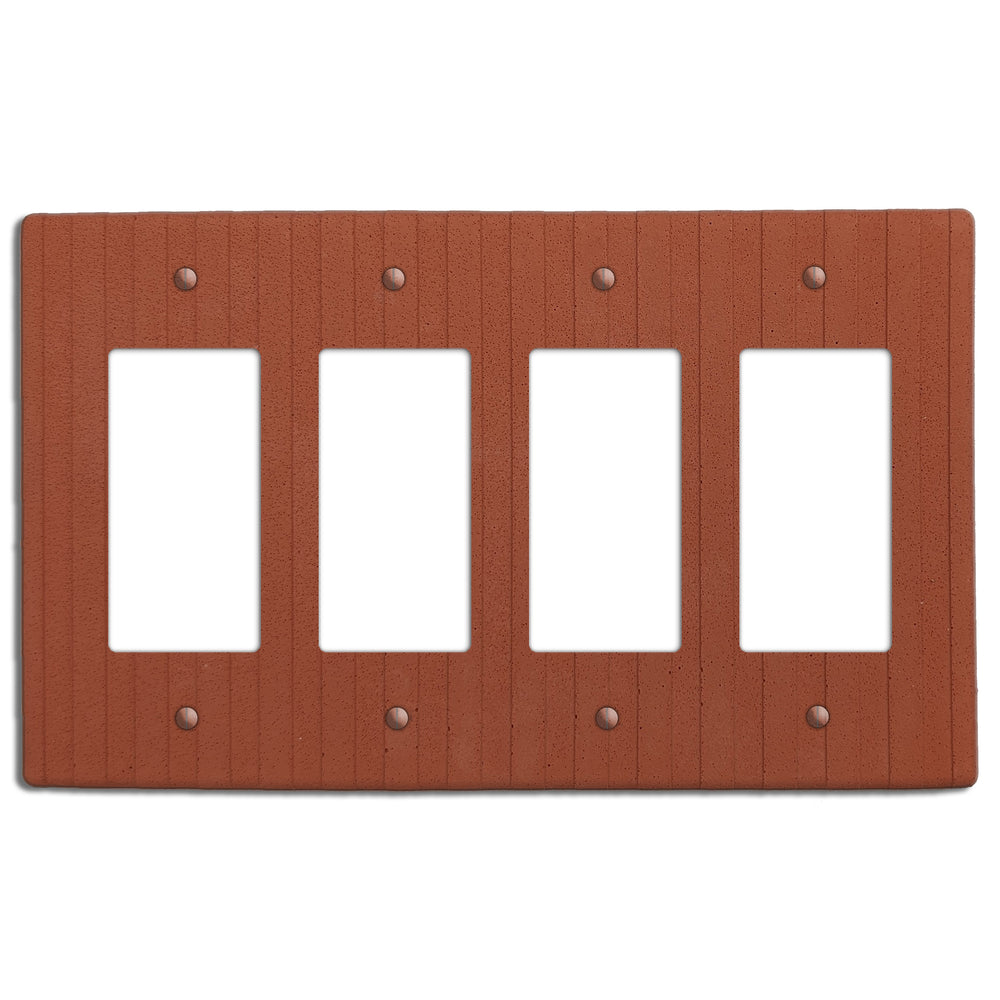 Terra Red Boho Stripes Four Rocker Switchplate